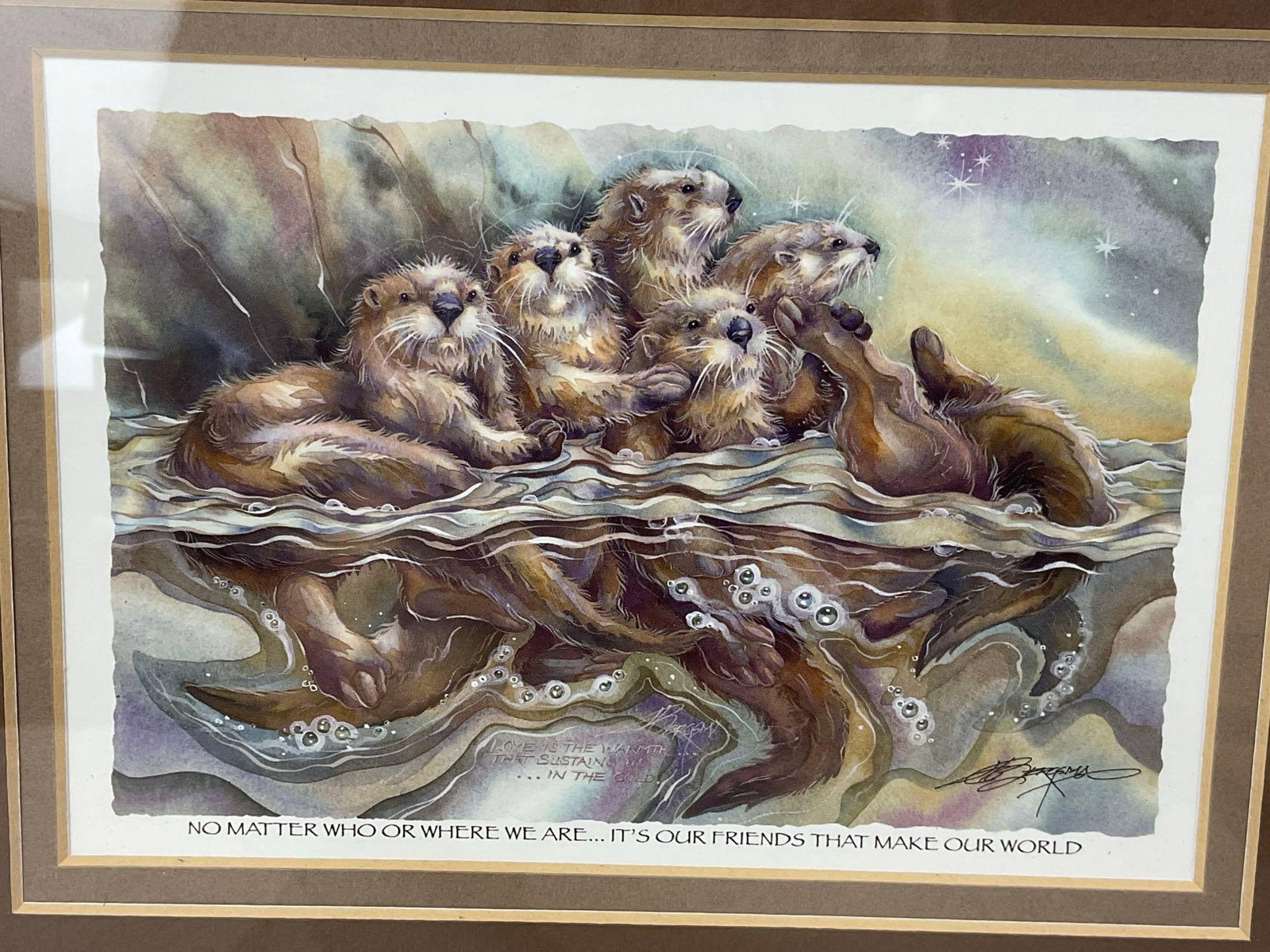 Pair of Lithos w/Otter Motif, So Happy We Have Each Otter by Jody Bergsma & another by Sue Coleman - 2