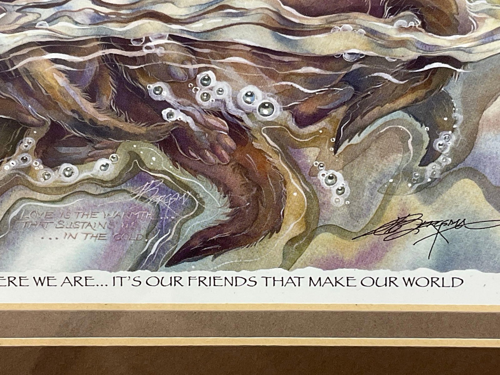 Pair of Lithos w/Otter Motif, So Happy We Have Each Otter by Jody Bergsma & another by Sue Coleman - 3