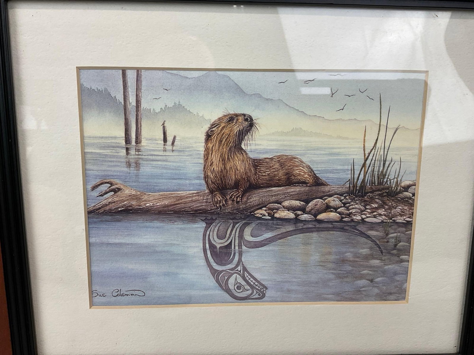 Pair of Lithos w/Otter Motif, So Happy We Have Each Otter by Jody Bergsma & another by Sue Coleman - 4