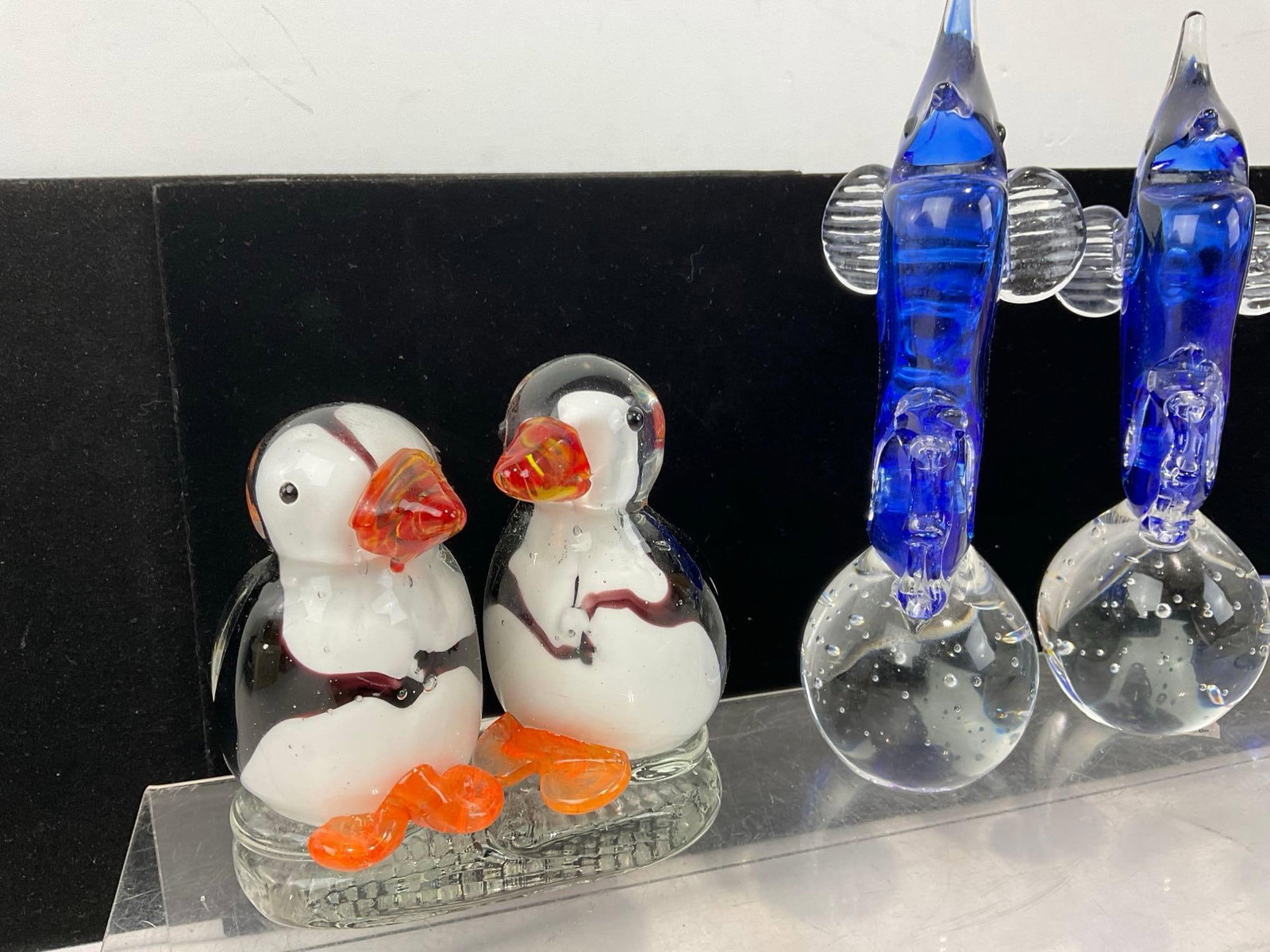 Charming Murano Style Glass Figures, Pair of Penguins, 2 Seahorses, & Octopus - 2