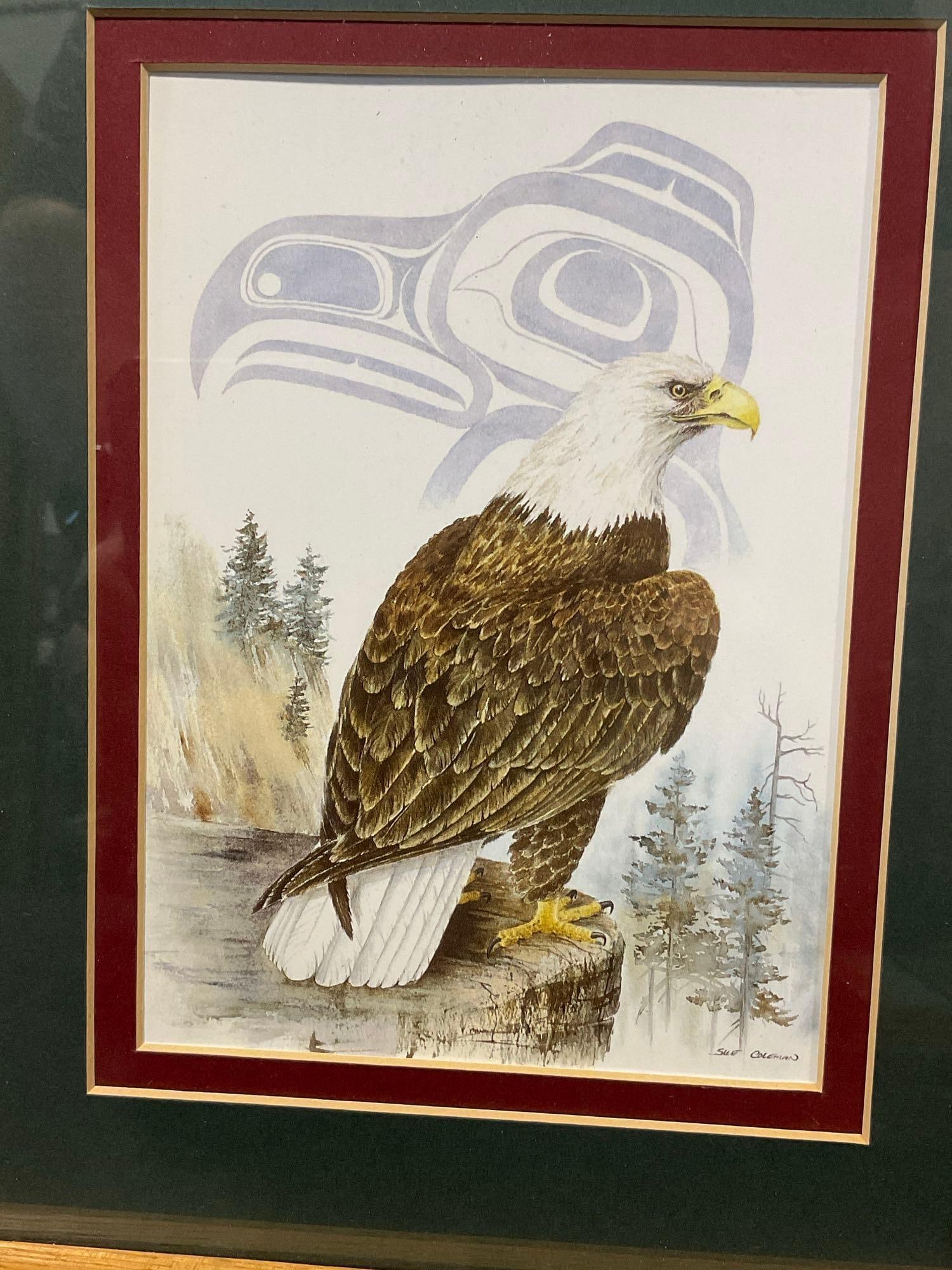 Framed Art Prints, titled Power of the Bear & The Eagle by Artist Sue Coleman, 11h x 13w inches - 2