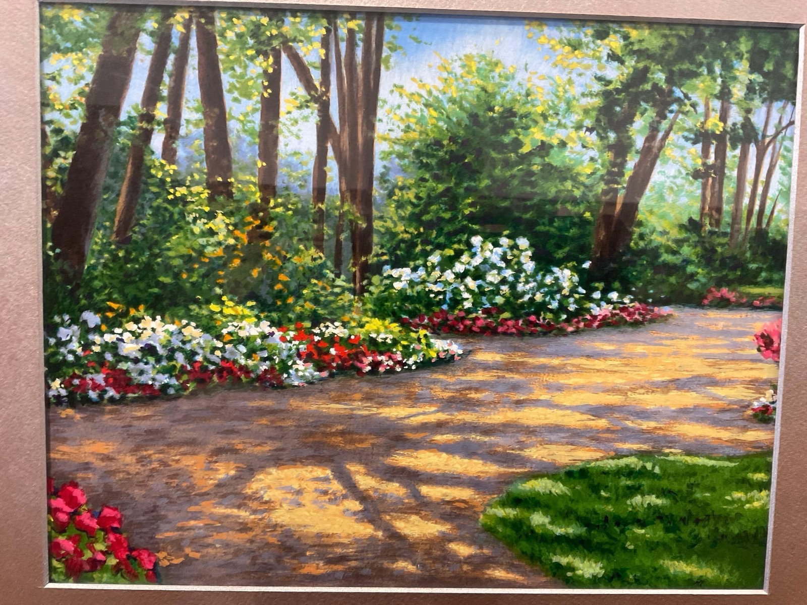 Framed Signed Litho Artist Proof #'d 76/90 Shady Floral Path, by Schafer/Miles, 20x24 inches - 2
