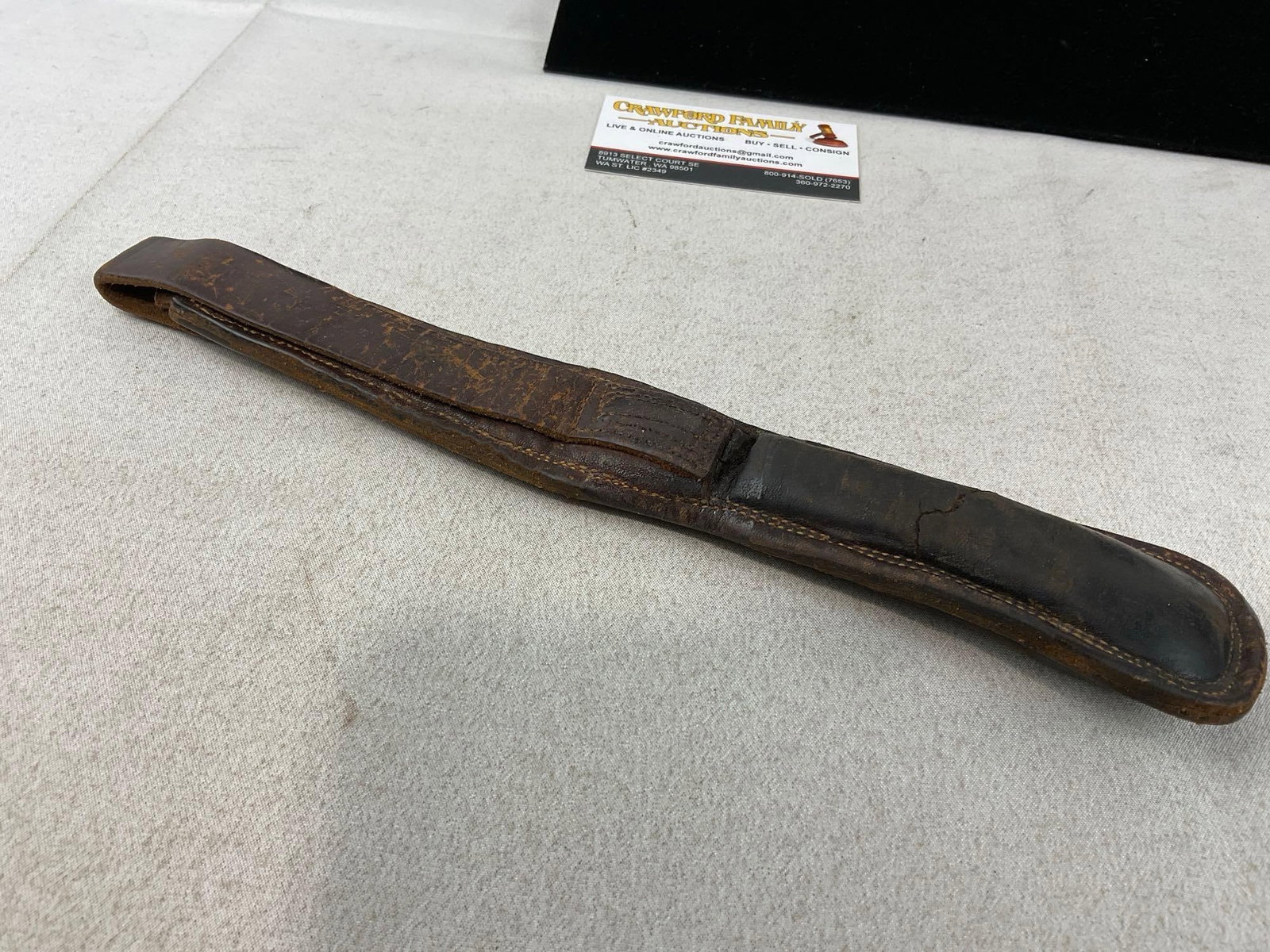 1950s Western Fixed Blade Knife L46-8, w/Sheath, & Leather Truncheon, some wear - 7