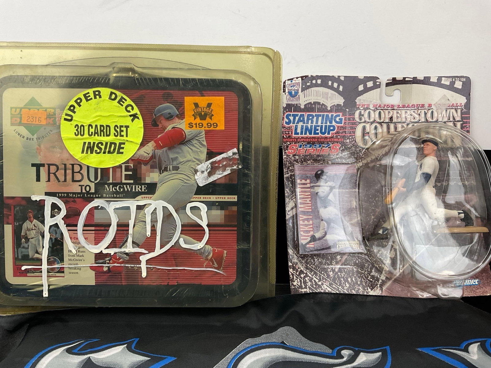 Upper Deck 1992 Tribute to McGwire, Mickey Mantle Kenner Figure, 99 Wheaties Mini Box & So-Cal Flag - 2