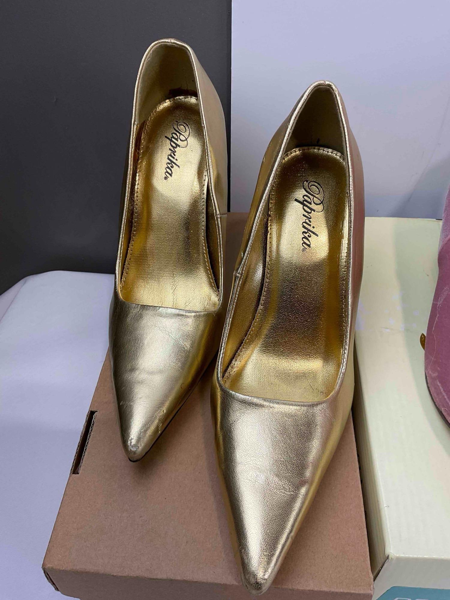 5 pairs of Women's Shoes, incl. Gold Paprika Pumps & Pink Chase & Chloe Booties in Size 7. - 3