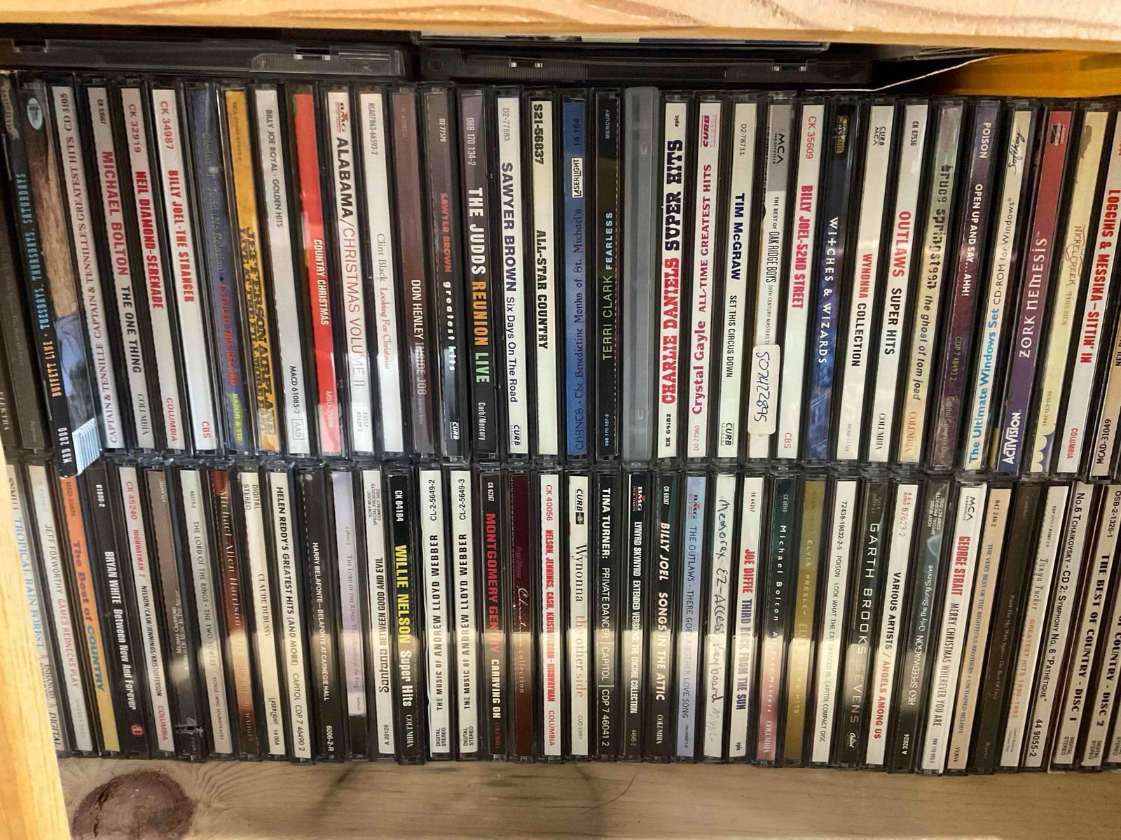Pine Wood Jelly Cabinet w/ Selection of 75+ CDs Inside, incl. Rock & Roll & Country Music Artists. - 7