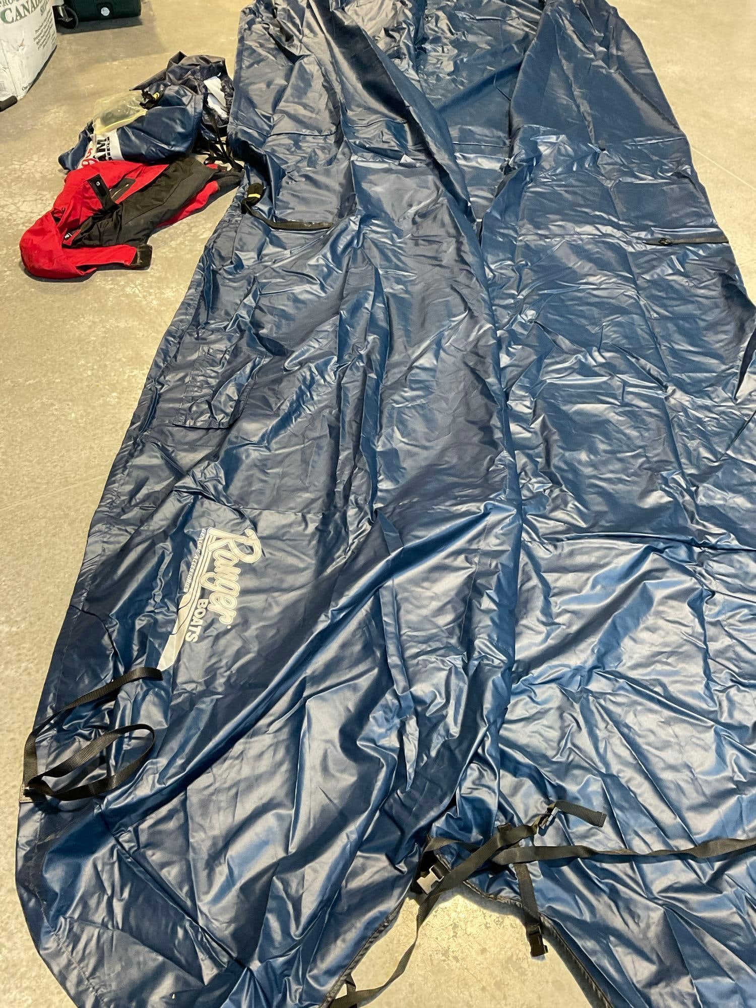 Massive Ranger Boat Cover model Z21, in Navy Blue, roughly 18 x 8 feet coverage, in carrying bag - 4