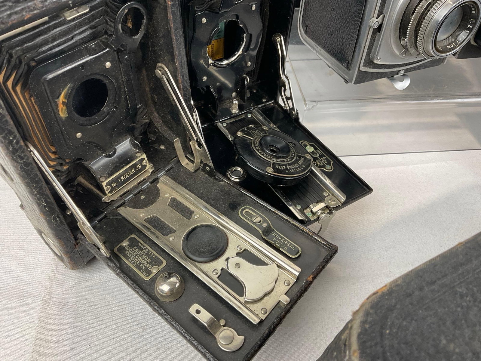 Selection of Vintage Cameras, some wear, and some missing pieces, Mamiya Flex JR, Eastman Kodak C... - 2