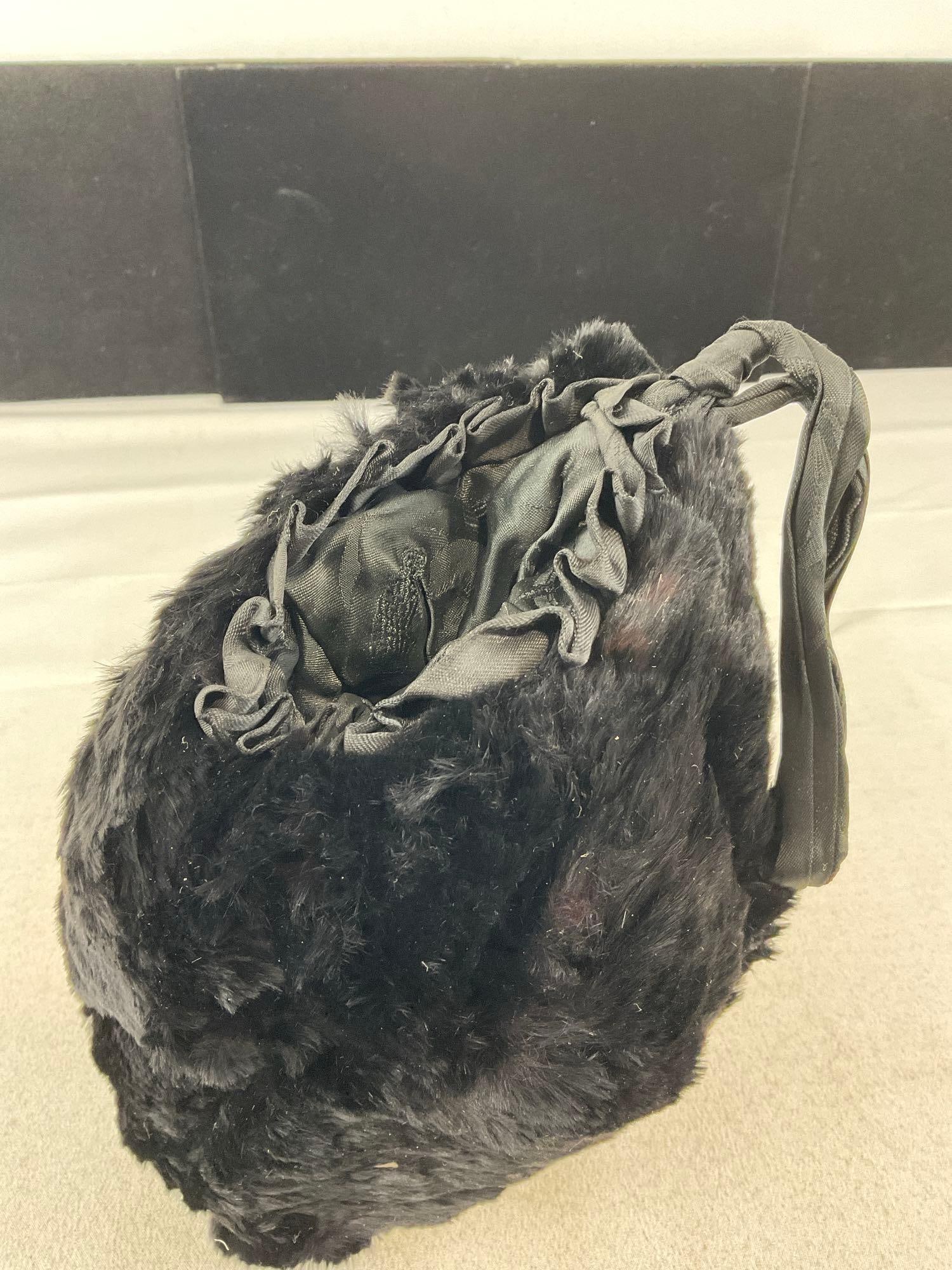 Collection of Vintage Hats & Purses, Woven pieces, Play Topper Hat, Felt & Beaded Purses - 11