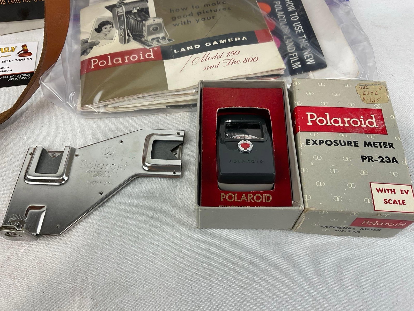 Polaroid Land Camera The 800 w/Wink-Light flash module, & Leather Case - 2