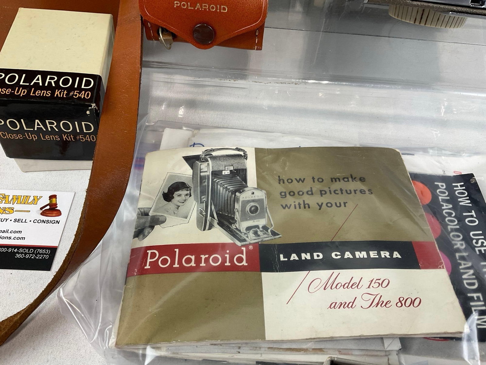 Polaroid Land Camera The 800 w/Wink-Light flash module, & Leather Case - 3