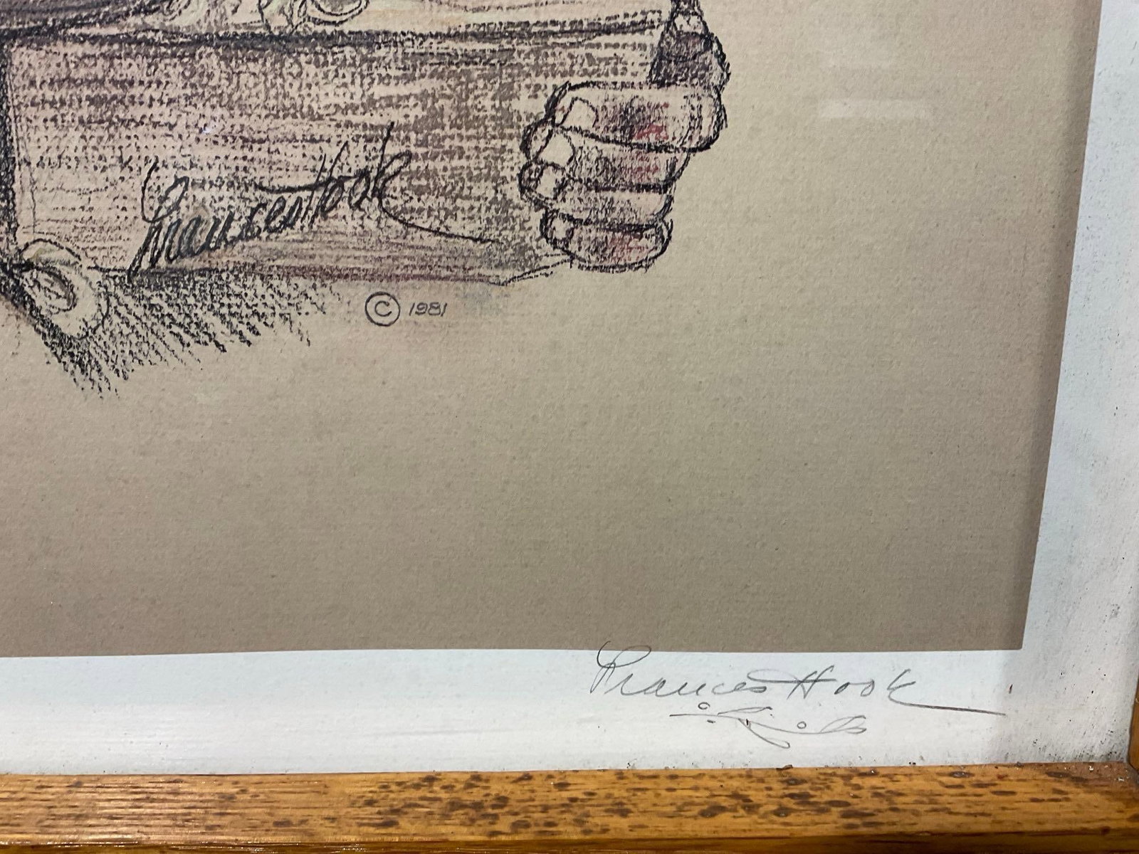 Framed 1981 Signed Lithograph, Jesus the Carpenter, by Frances Hook, 27h x 23w inches - 4