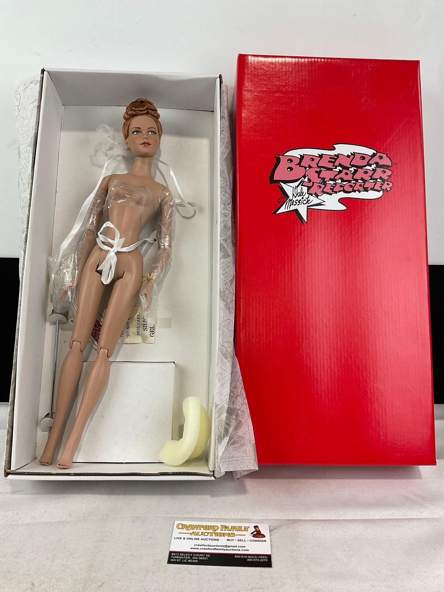 2005 Brenda Starr Reporter doll by Dale Messick, titled Midnight Melody, no clothes included: Appears to be in good shape. The piece measures approx 18h x 9w x 4d inches. See pics. E-6160