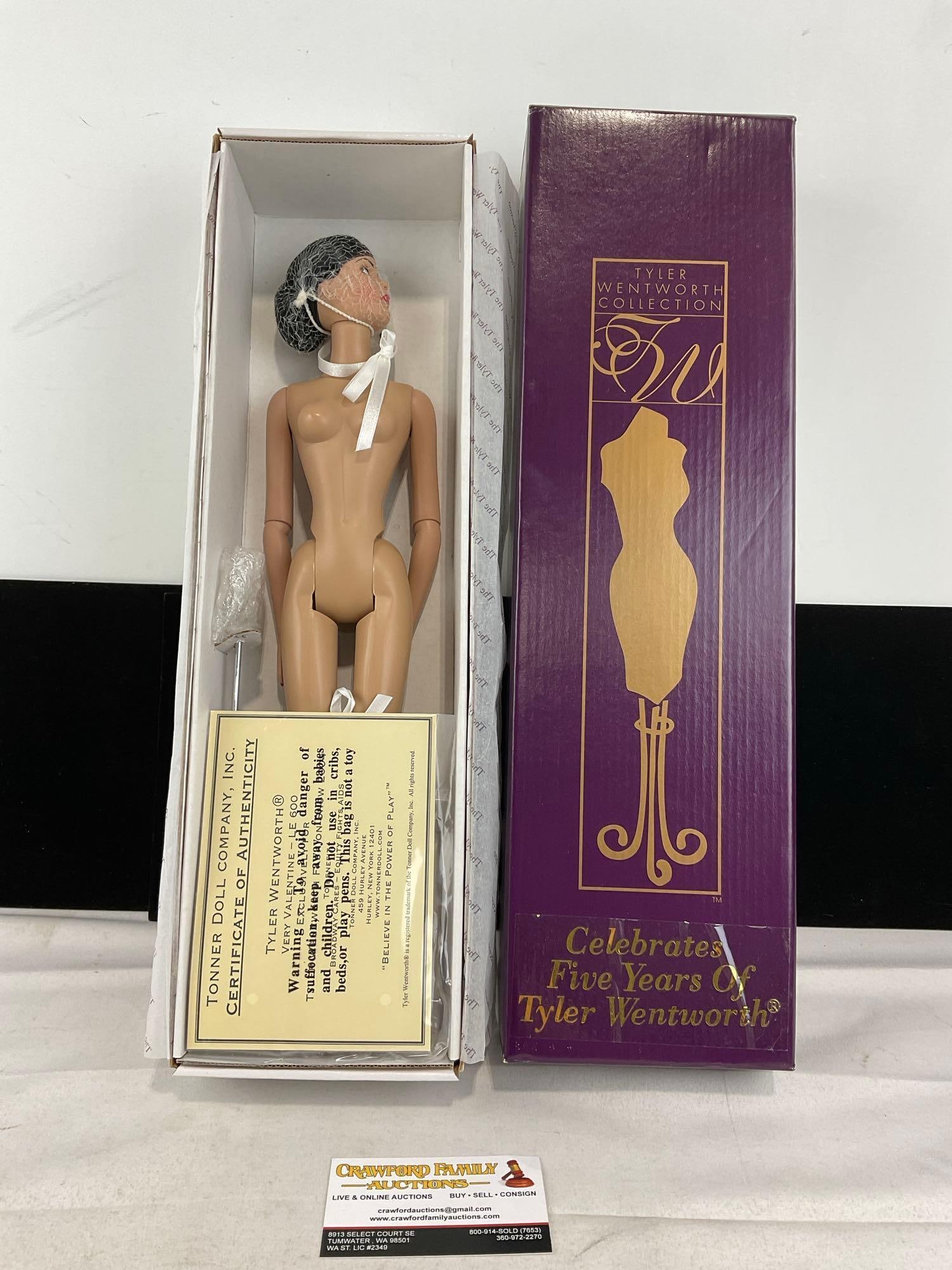 Tyler Wentworth Doll, TW9406 Very Valentine LE 600, no clothes included, in box w/COA: Appears to be in good shape. The piece measures approx 18h x 6w x 4d inches. See pics. E-6160
