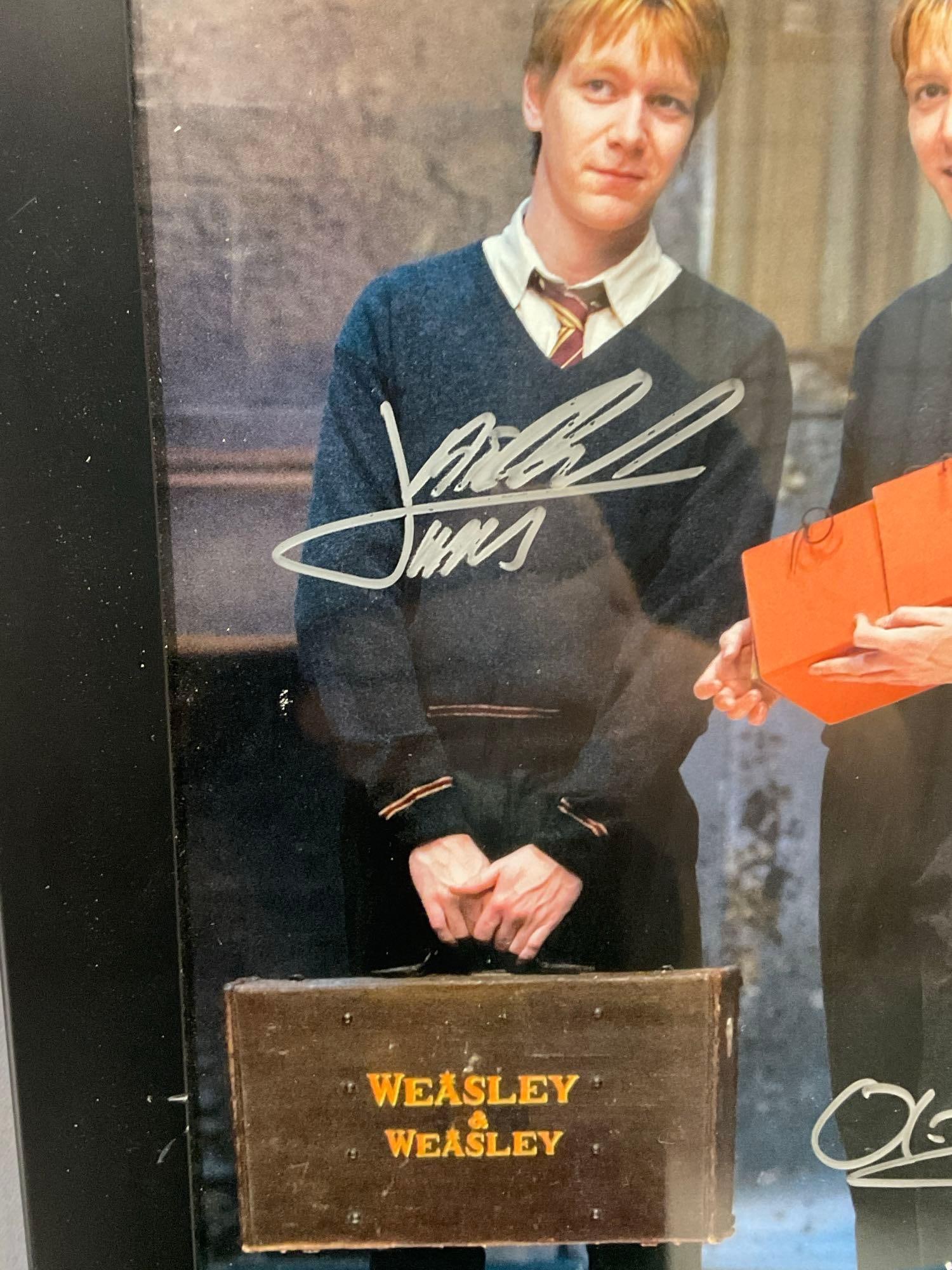 Framed Picture, Signed by James & Oliver Phelps, as Fred & George Weasley, 13x11 inches - 2