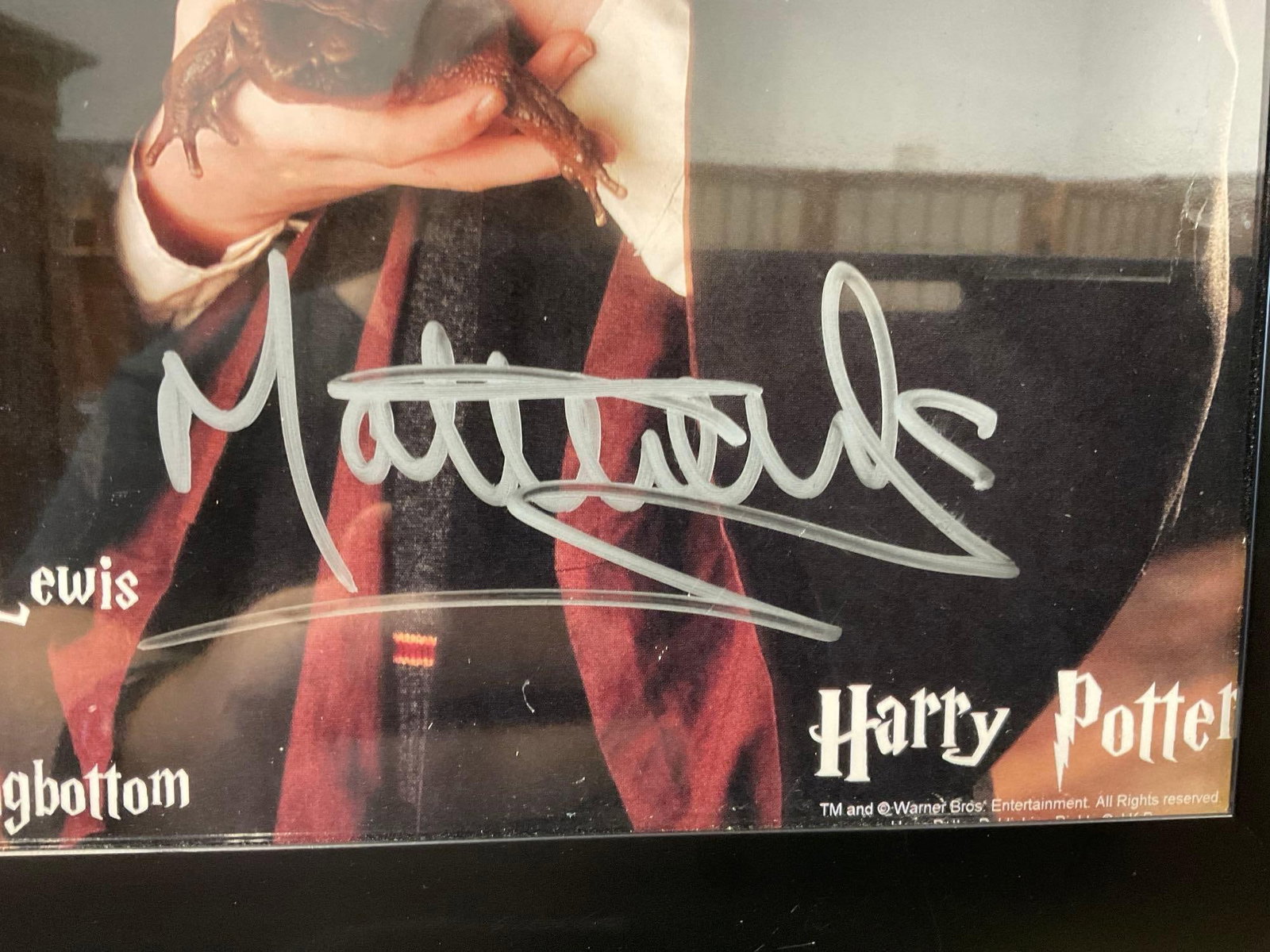 Framed Picture signed by Matthew Lewis as Neville Longbottom from Harry Potter films, 13x11 inches - 2