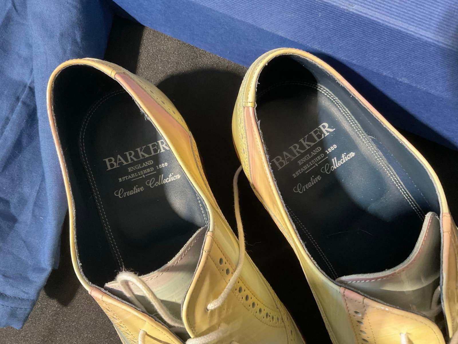Barker England Pair of Shoes, Valiant Rainbow Patent Handpainted, Rainbow color, Mens size 8.5 - 3
