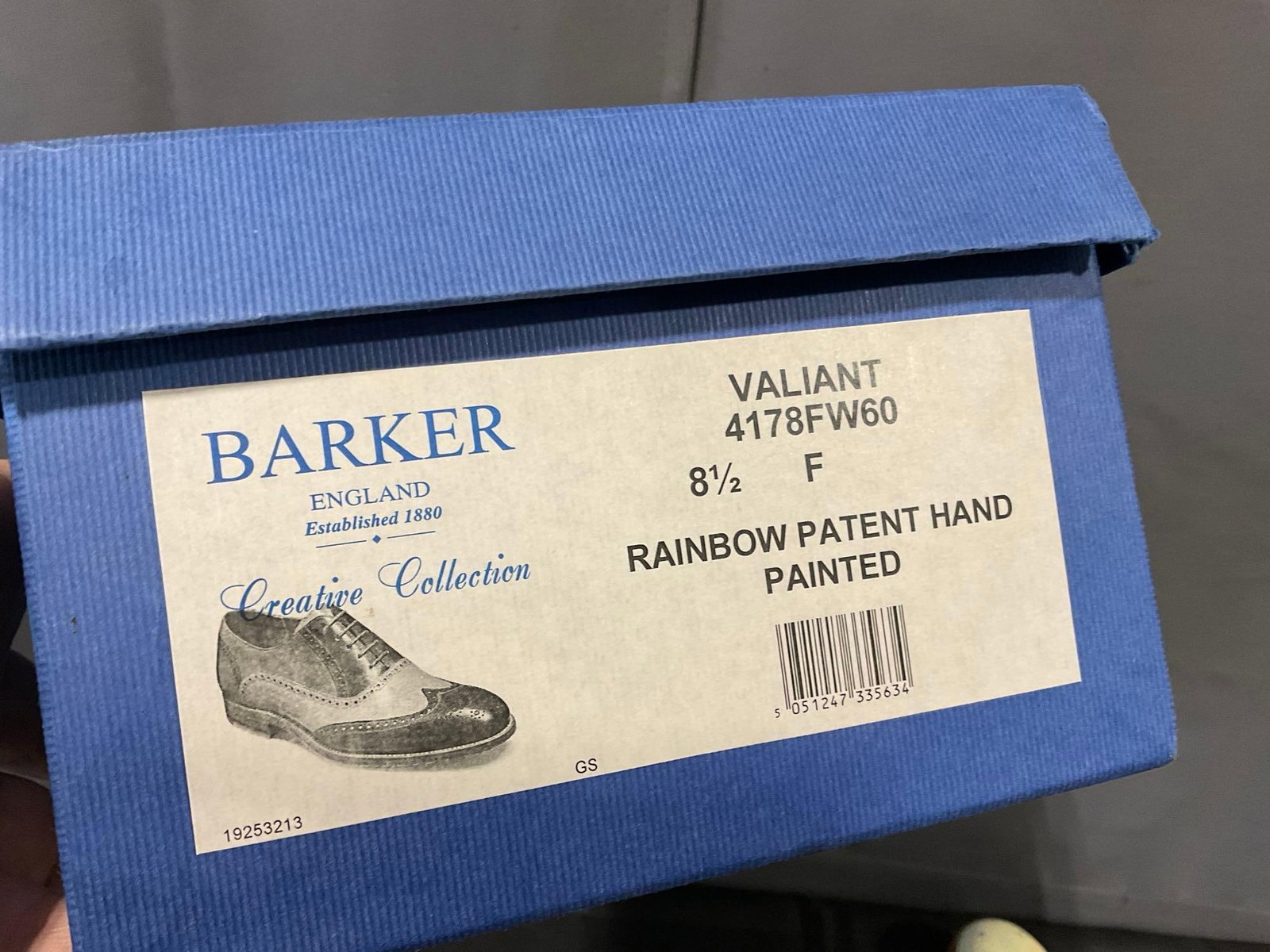 Barker England Pair of Shoes, Valiant Rainbow Patent Handpainted, Rainbow color, Mens size 8.5 - 6