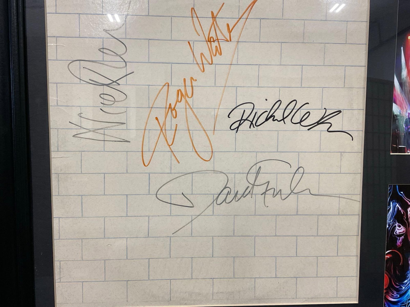 Framed Signed Pink Floyd The Wall, 1979 Record, signed by 4 band members, 21x25 inches - 3