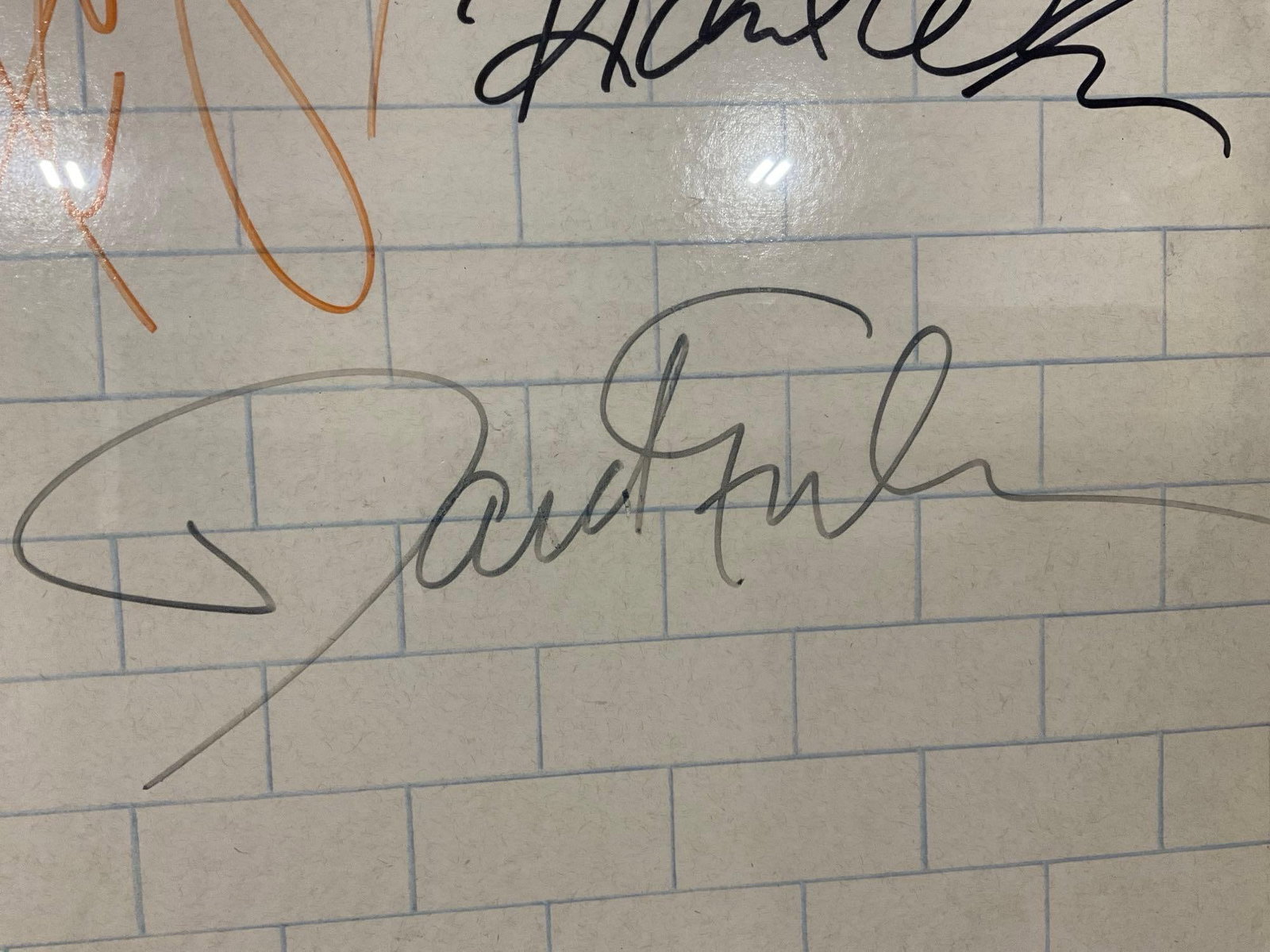 Framed Signed Pink Floyd The Wall, 1979 Record, signed by 4 band members, 21x25 inches - 6