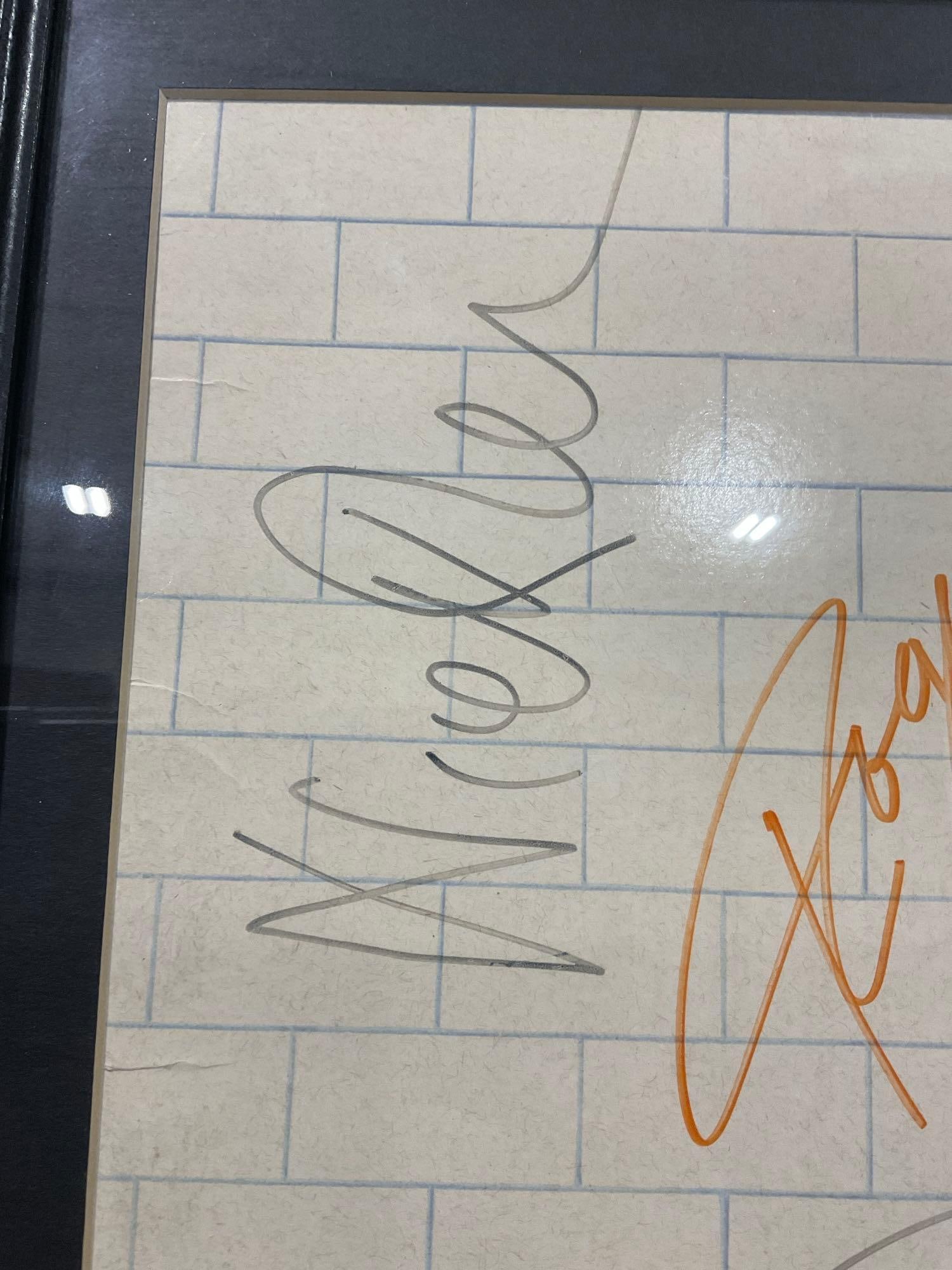 Framed Signed Pink Floyd The Wall, 1979 Record, signed by 4 band members, 21x25 inches - 9