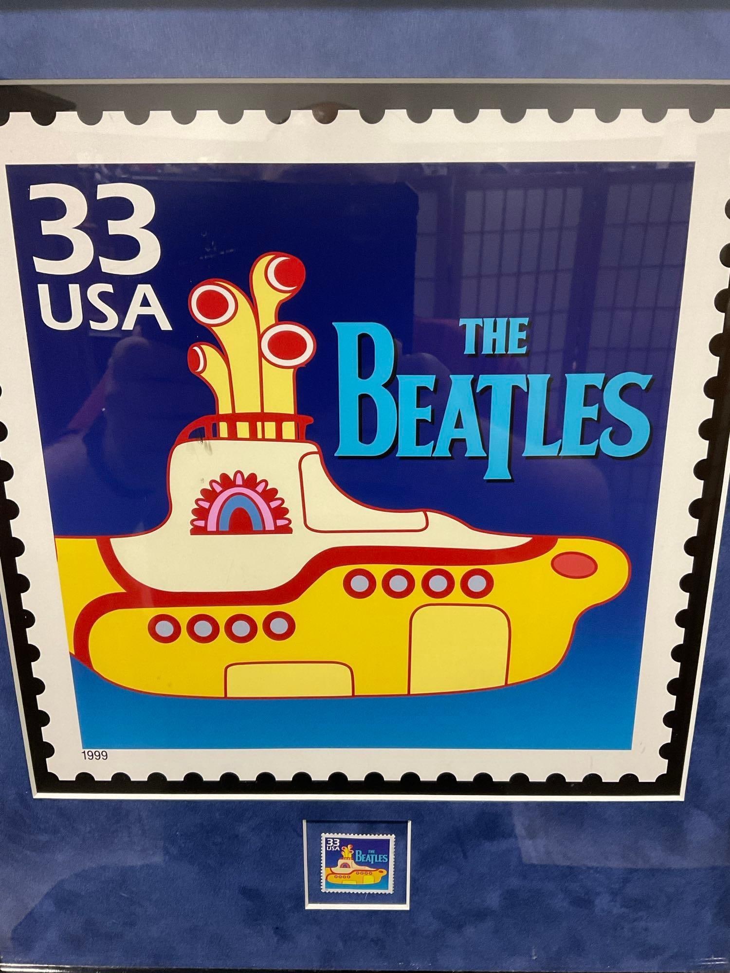 Framed 1999 33 Cent Stamp The Beatles Yellow Submarine, 18x16 inches - 2