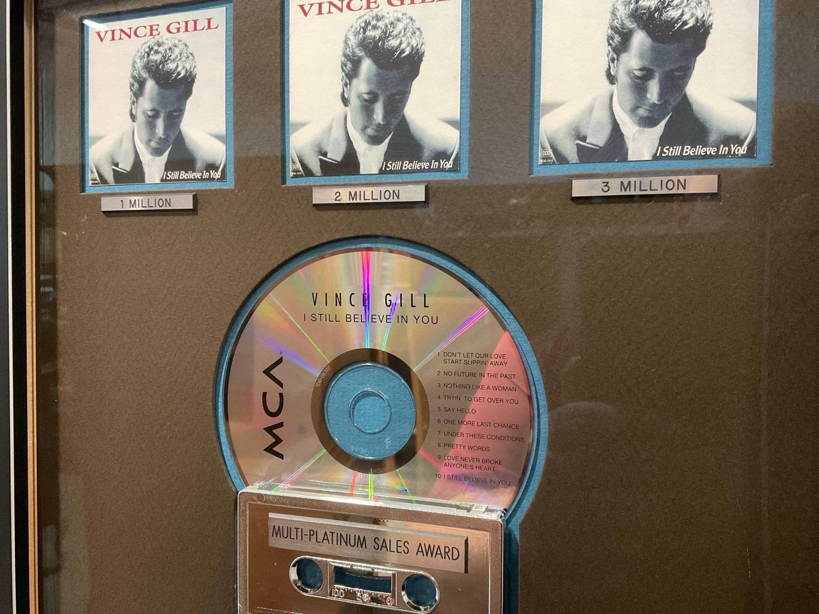 Framed Shadowbox, Vince Gill RIAA I Still Believe In You, MCA Records Multi-Platinum Sales Award - 2