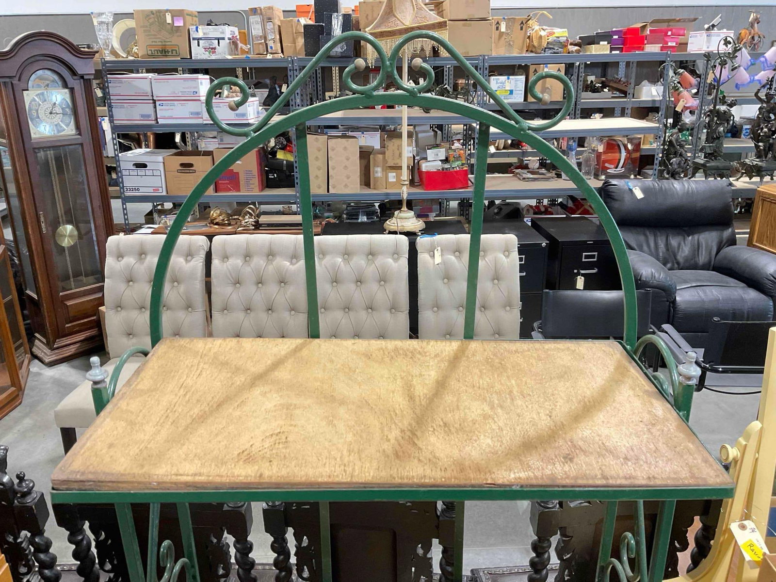 Vintage Green Painted Metal 4-Tier Baker's Rack w/ Wood Shelves. Fair Condition. See pics. - 4