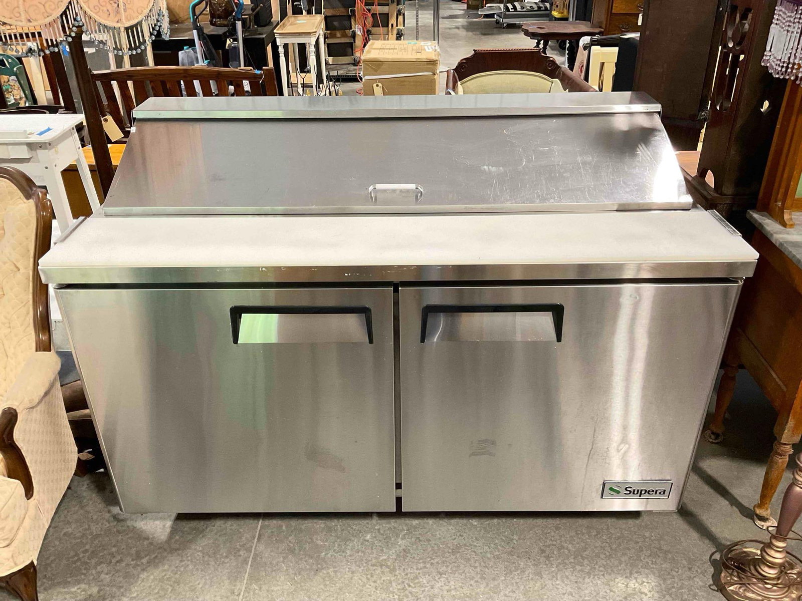 Supera Stainless Steel Refrigerated Sandwich Prep Station Model SSPT2R6-1. Tested, Runs. (1 of 8)