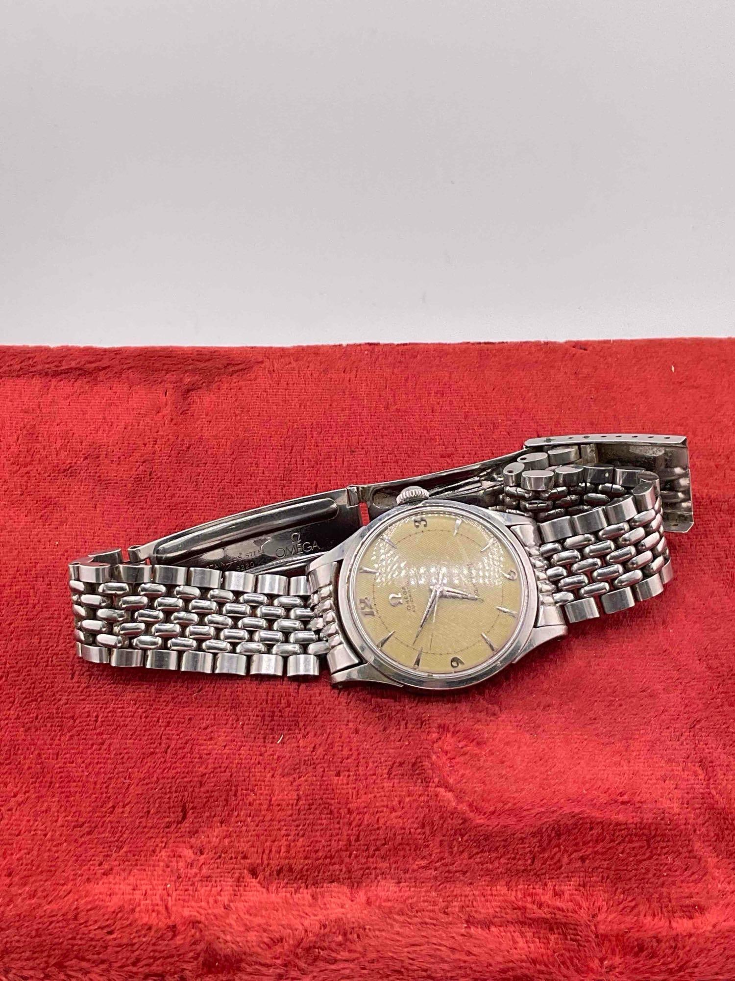 Vintage circa 1950's Omega Seamaster Bumper? Men's Watch w/ stainless steel case & band. see pics - 5