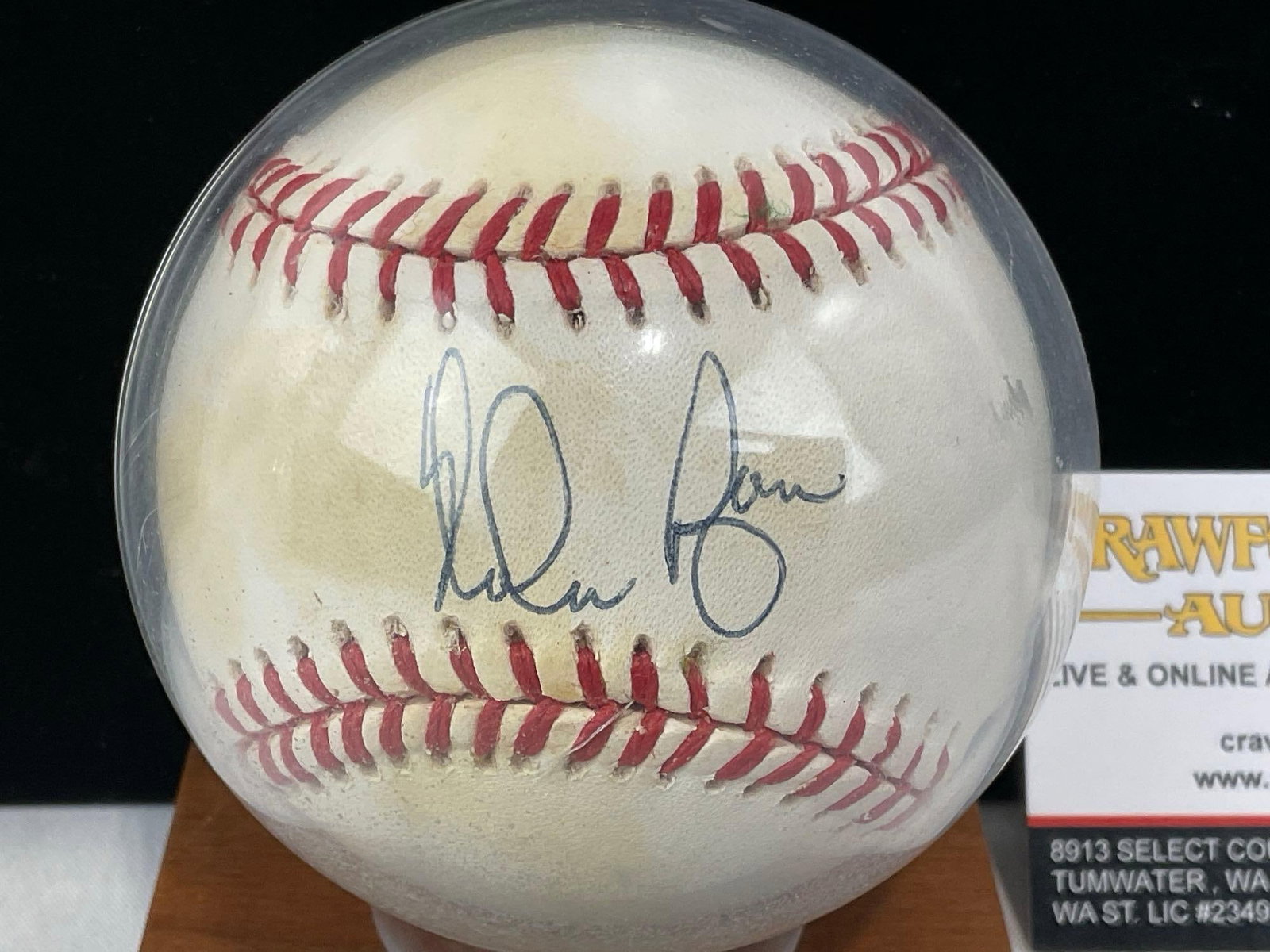 Legendary Baseball Pitcher Nolan Ryan Signed Baseball in acrylic sphere base - 2