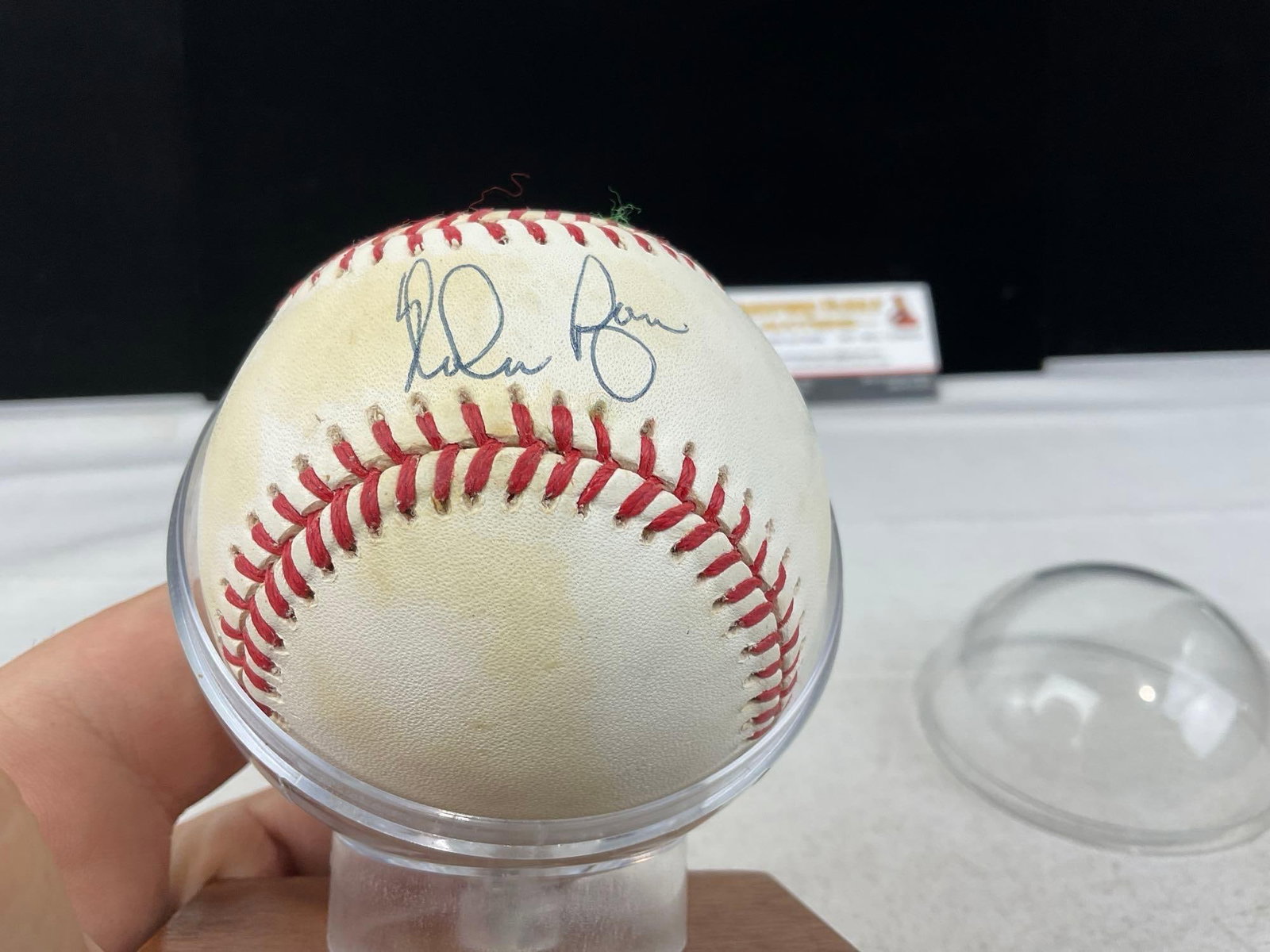 Legendary Baseball Pitcher Nolan Ryan Signed Baseball in acrylic sphere base - 4