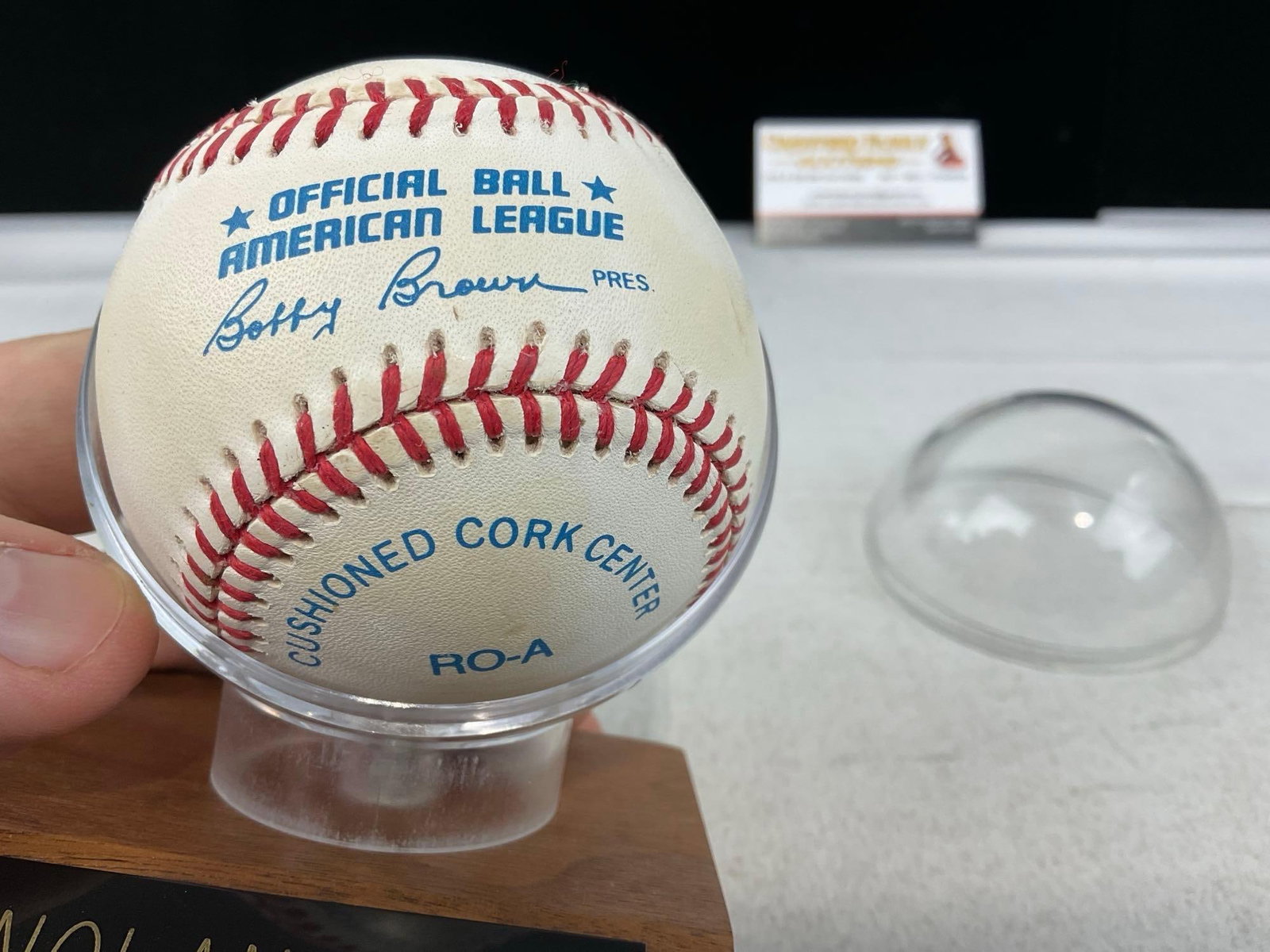 Legendary Baseball Pitcher Nolan Ryan Signed Baseball in acrylic sphere base - 5