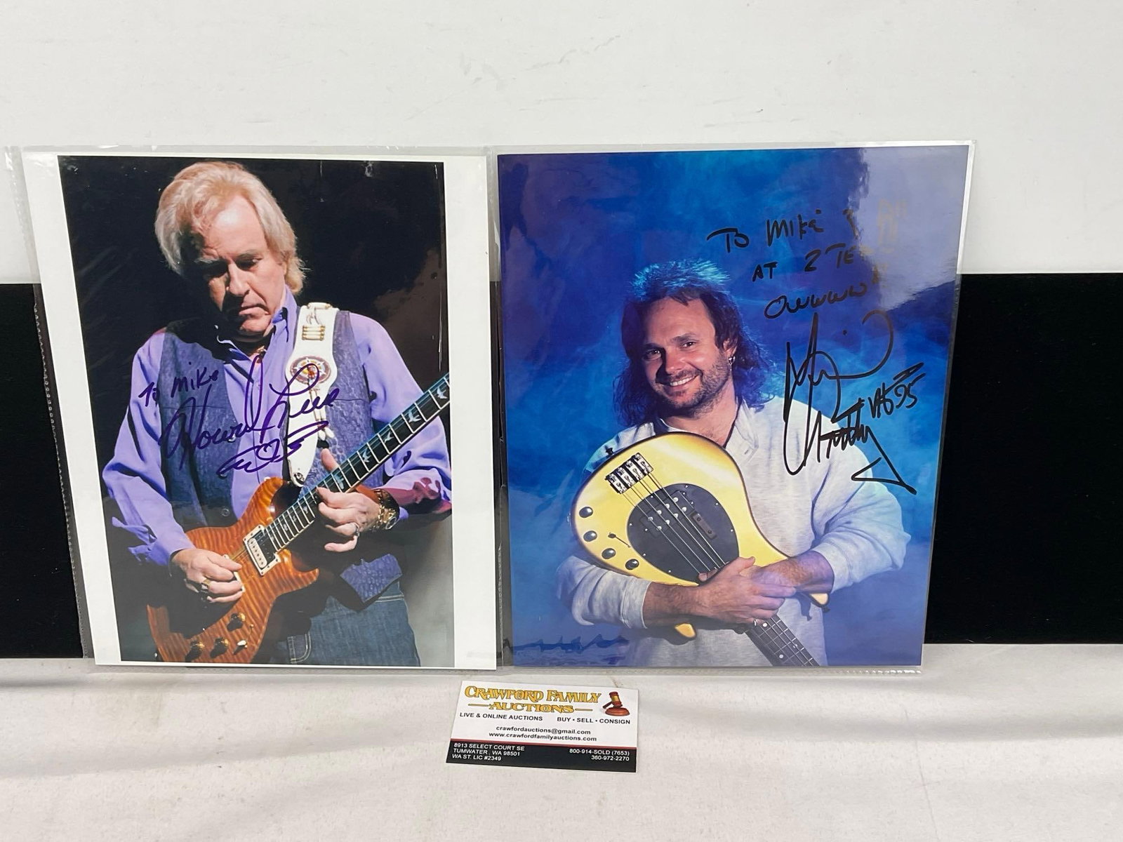 Pair of Signed Photographs of Howard Leese, Guitarist of Heart & Dave LaRue famous bassist: This from the collection of the late owner of a Collection Store. Appears to be in good shape. The piece measures approx 11h x 9w x 2d inches. See pics. E-6220