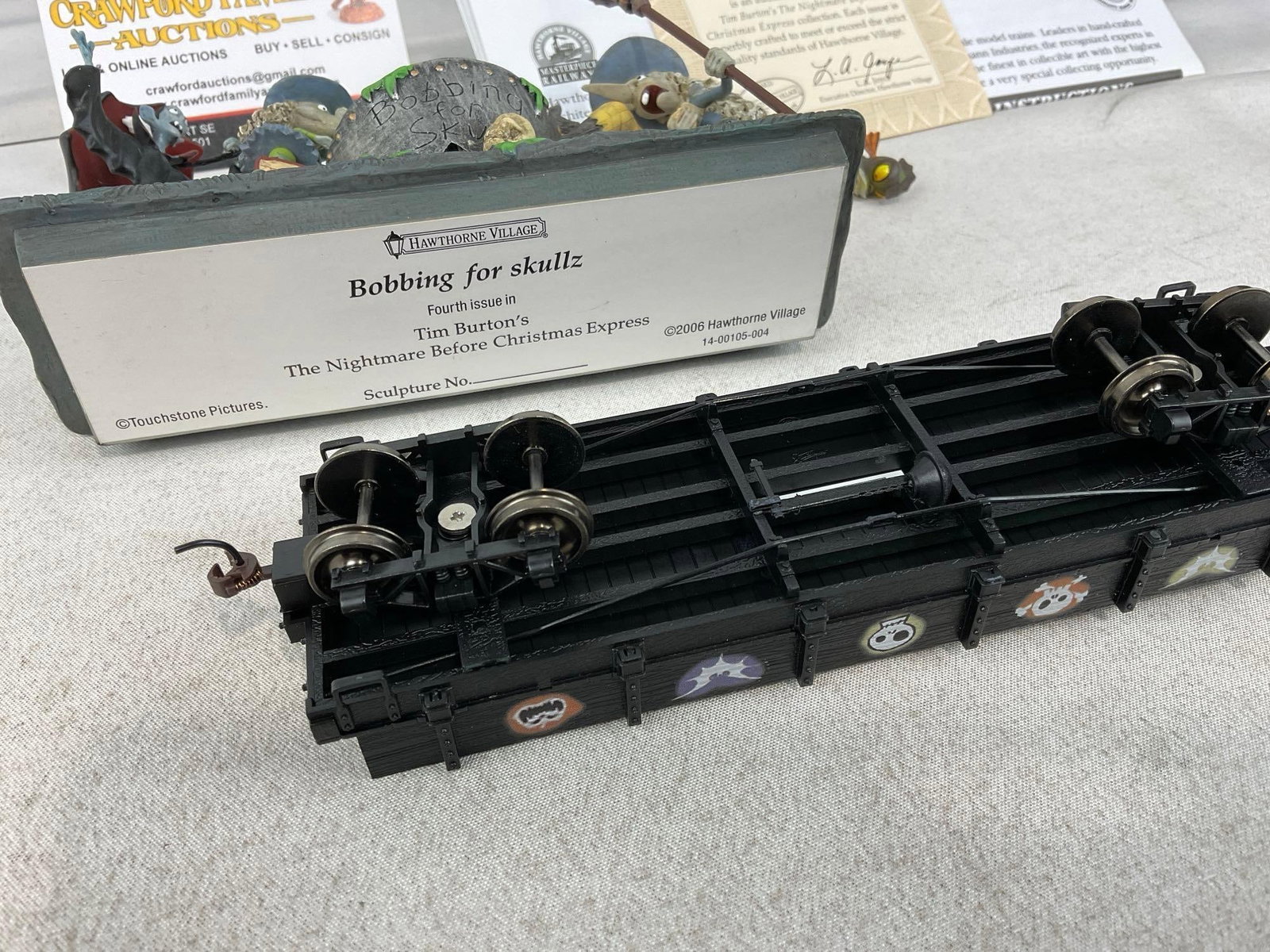 Hawthorne Village Nightmare Before Christmas Train Flat Car, Bobbing for Skullz, 4th Issue, w/COA - 4