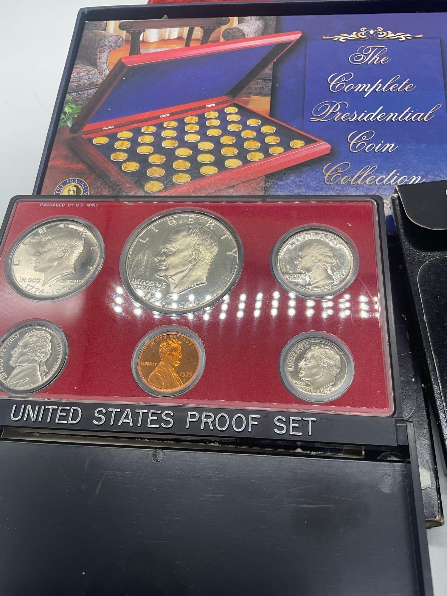 6 x Esenhower Dollars ,4 x US mint Proof sets , 2 x Franklin MInt US Pesidential Dollar Sets - 2