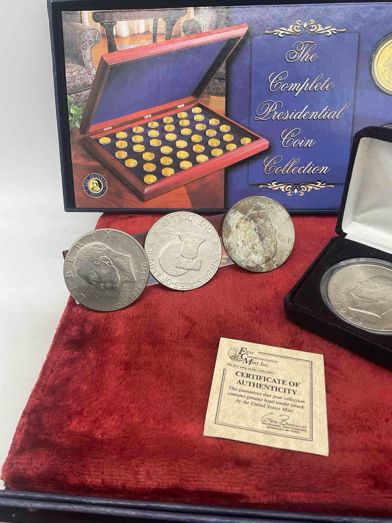 6 x Esenhower Dollars ,4 x US mint Proof sets , 2 x Franklin MInt US Pesidential Dollar Sets - 6
