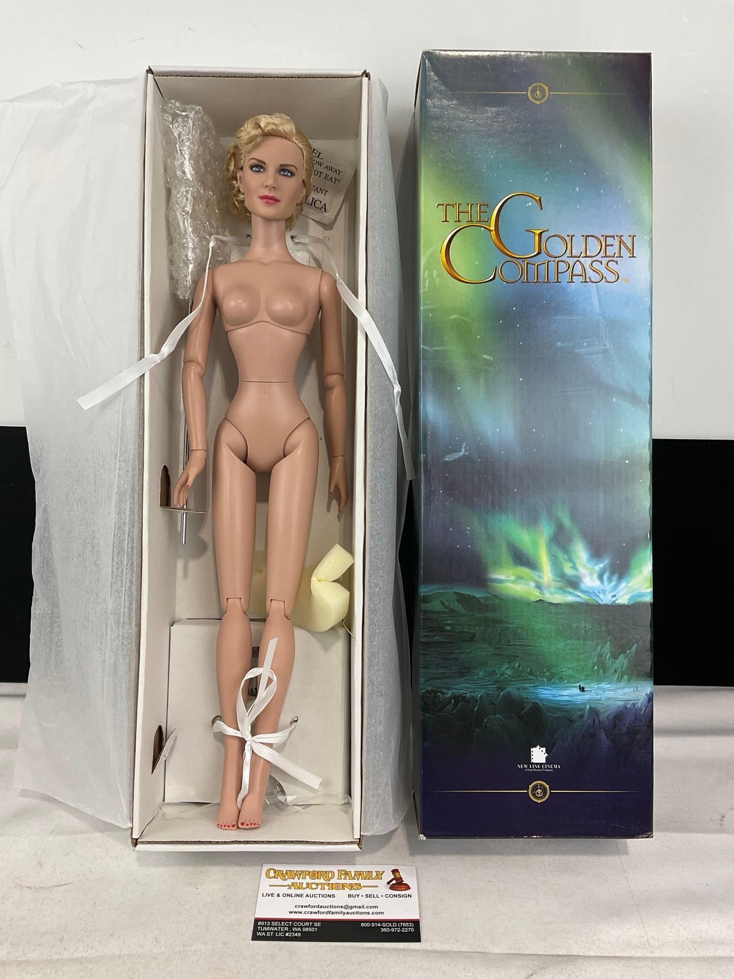Golden Compass London Restaurant Dinner Mrs. Coulter Robert Tonner Doll, in original box, 16 inch: Appears to be in good shape, only lightly used. The piece measures approx 19h x 7w x 5d inches. See pics. E-6160