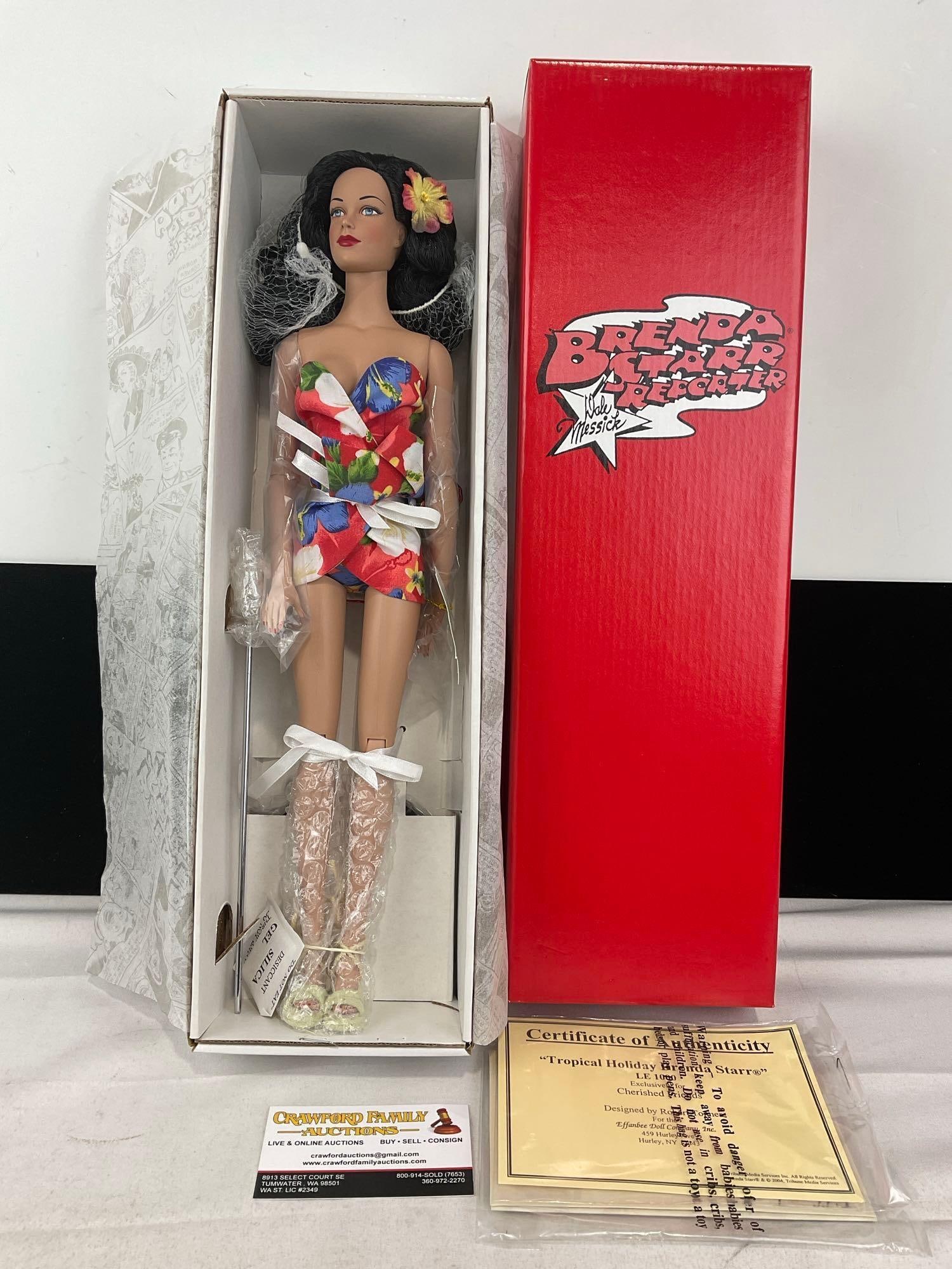 Brenda Starr Reporter by Dale Messick, Tropical Holiday Brenda Starr BS9404, in original box, 16 in: Appears to be in good shape, only lightly used. The piece measures approx 19h x 7w x 5d inches. See pics. E-6160