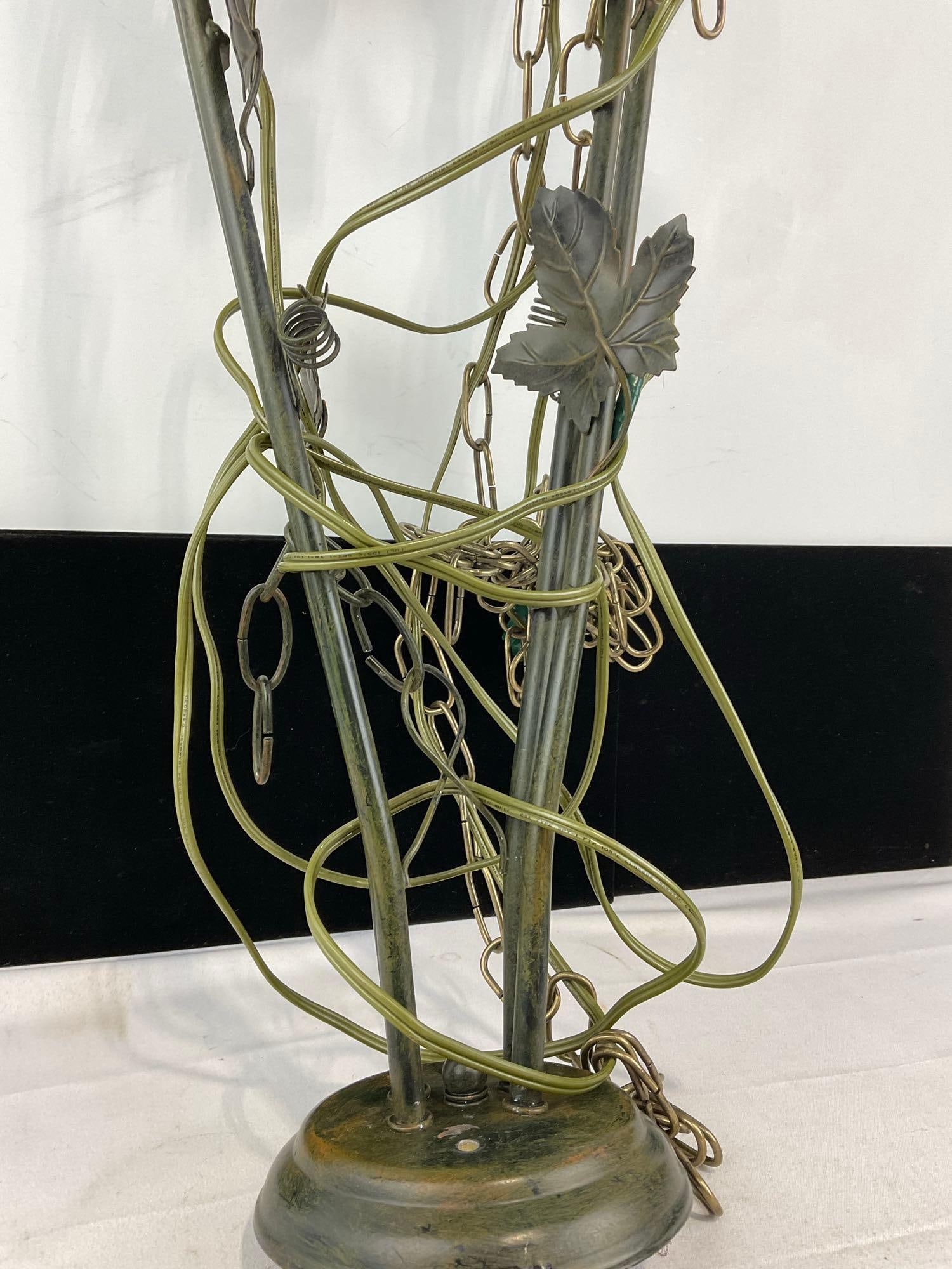 Verdigris Bronze tone 4 light chandelier, grape vine style, 30x18x10 inch, hardwired, untested - 3