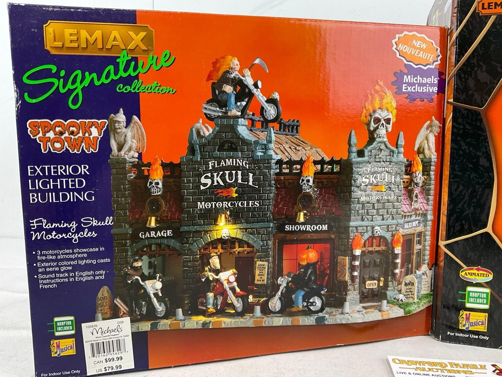 Lemax Spooky Town Figures in box, Flaming Skull Motorcycles & Pirates Pub & Grub - 2