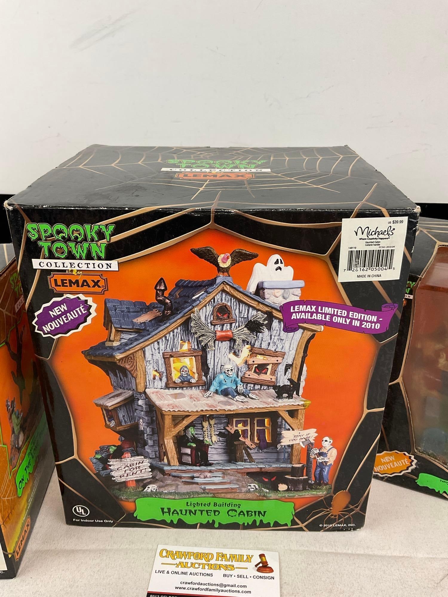 Lemax Spooky Town Figures in box, On the Lone Prairie, Haunted Cabin, & The Lost Soul - 4