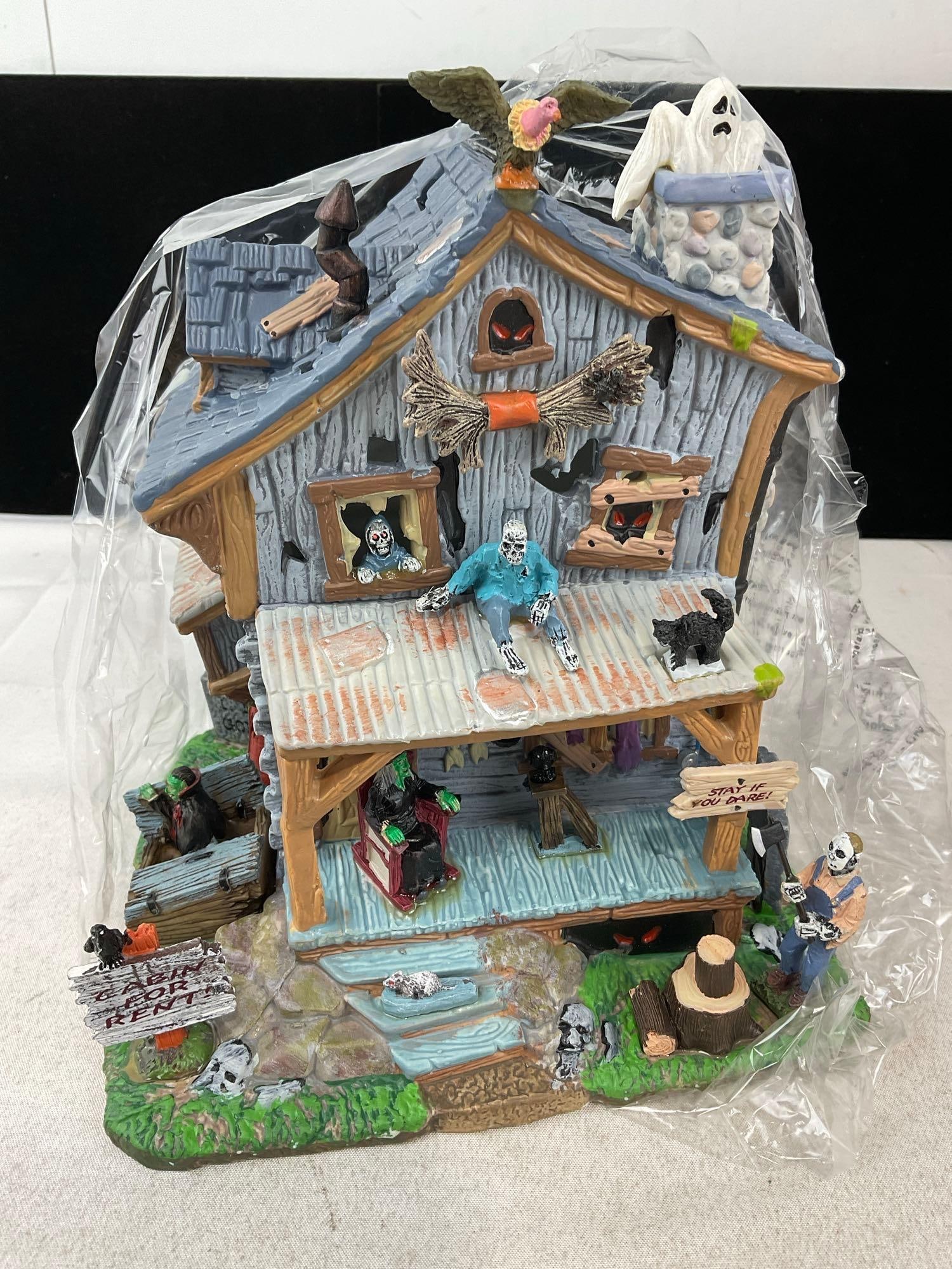 Lemax Spooky Town Figures in box, On the Lone Prairie, Haunted Cabin, & The Lost Soul - 9