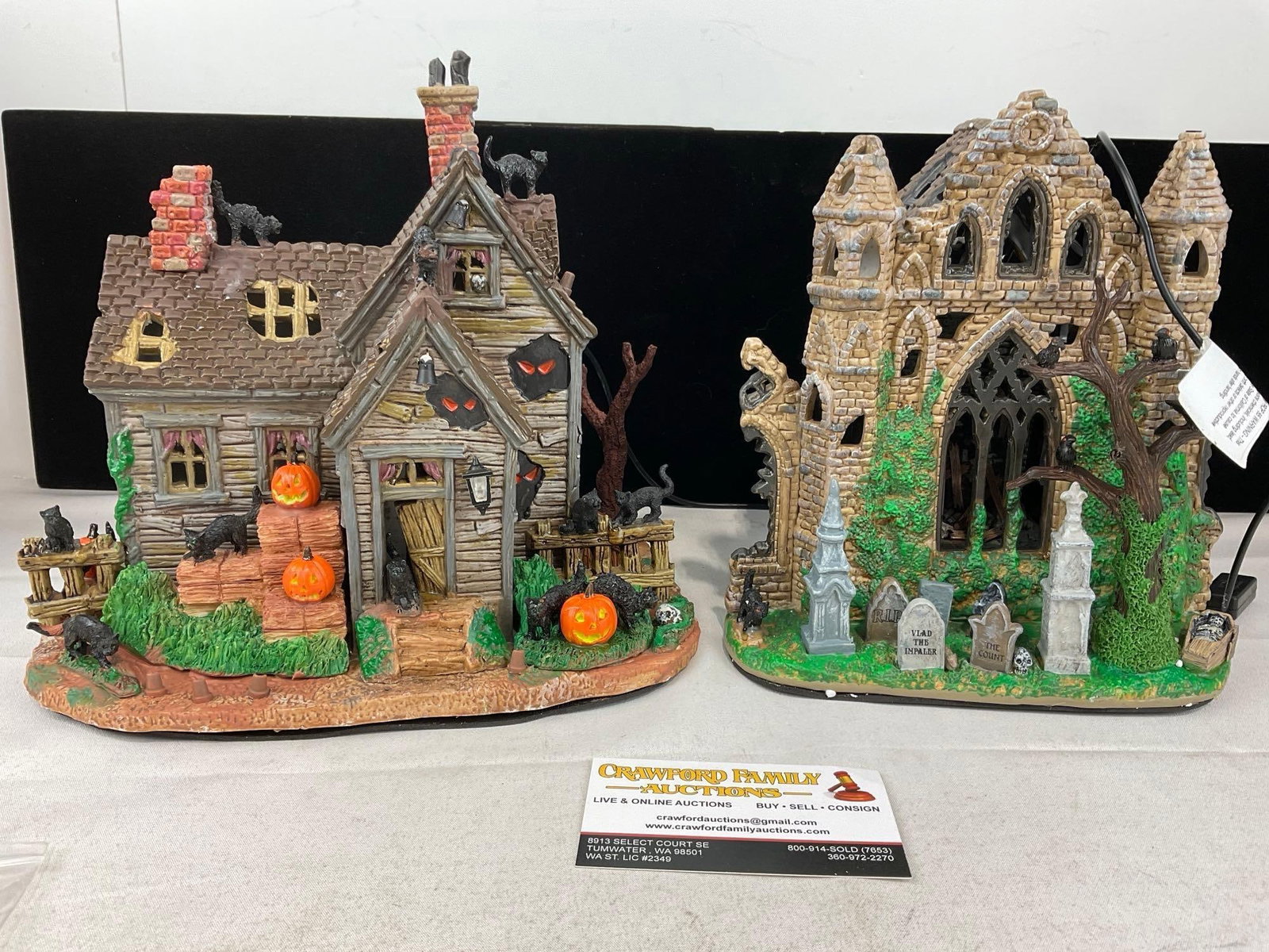Lemax Spooky Town Figures in box, Vickis Cattery & Gothic Ruins - 2