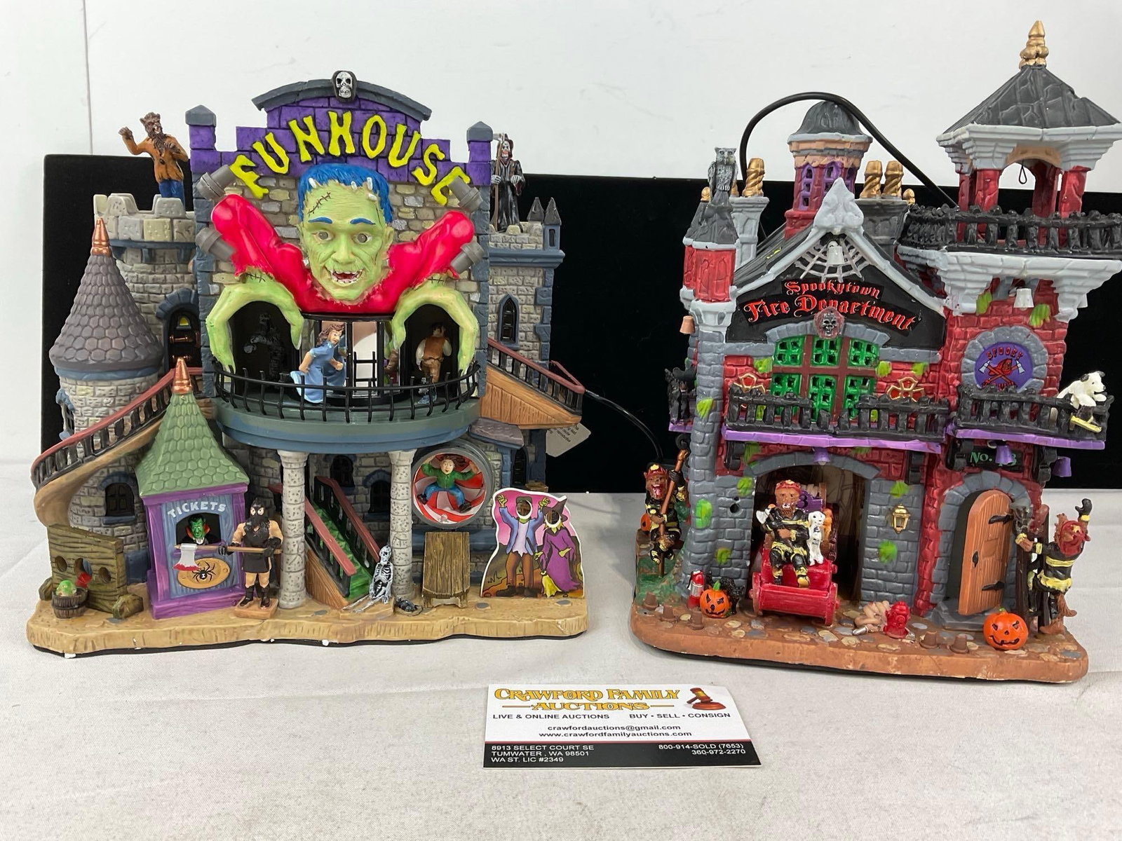 Lemax Spooky Town Figures in box, Spooky Town Funhouse & Spookytown Fire Department - 2
