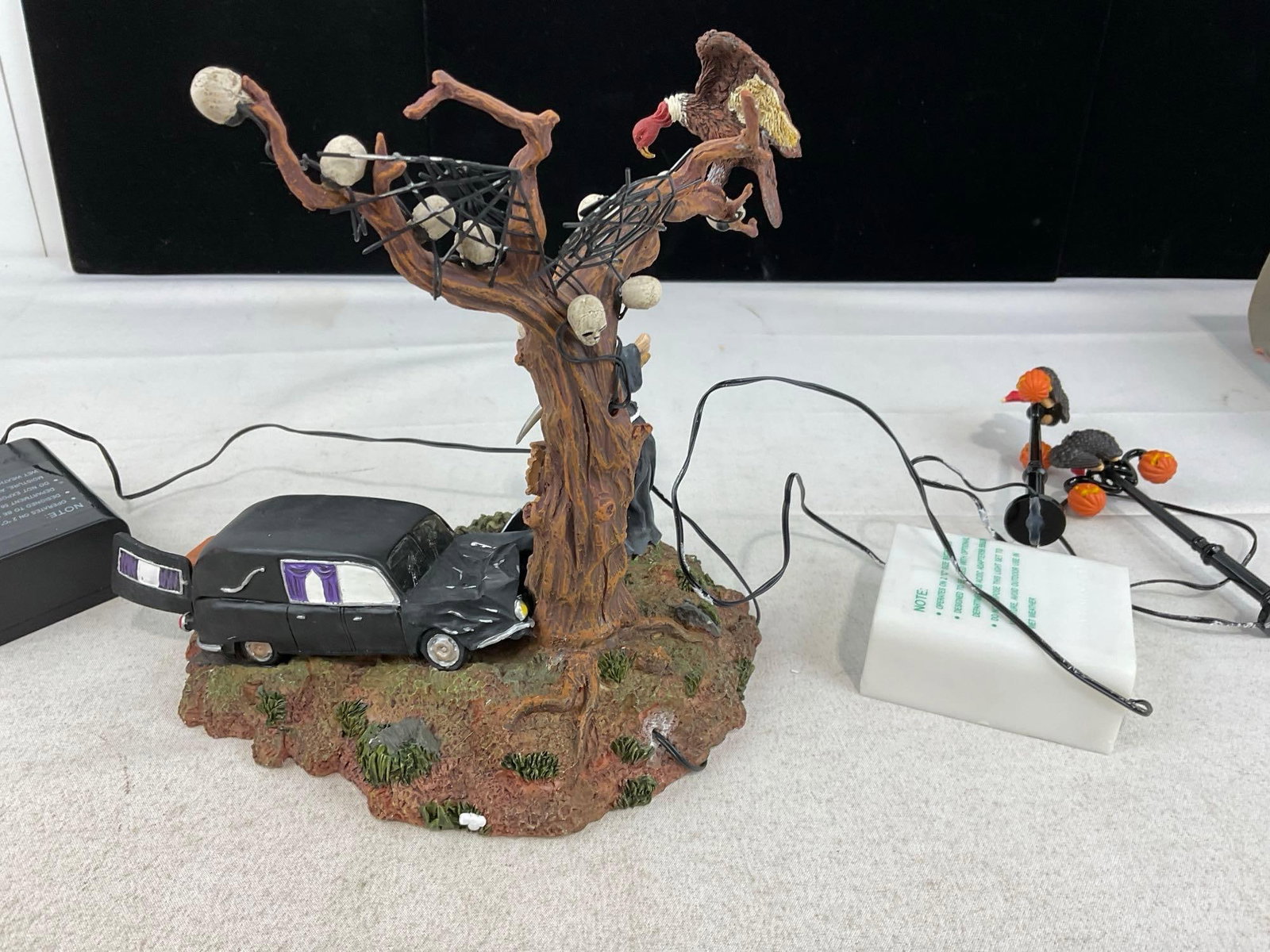 Department 56 Halloween Figures in packaging, Haunted Hearse & Gothic Street Lamps, Set of 2 - 3