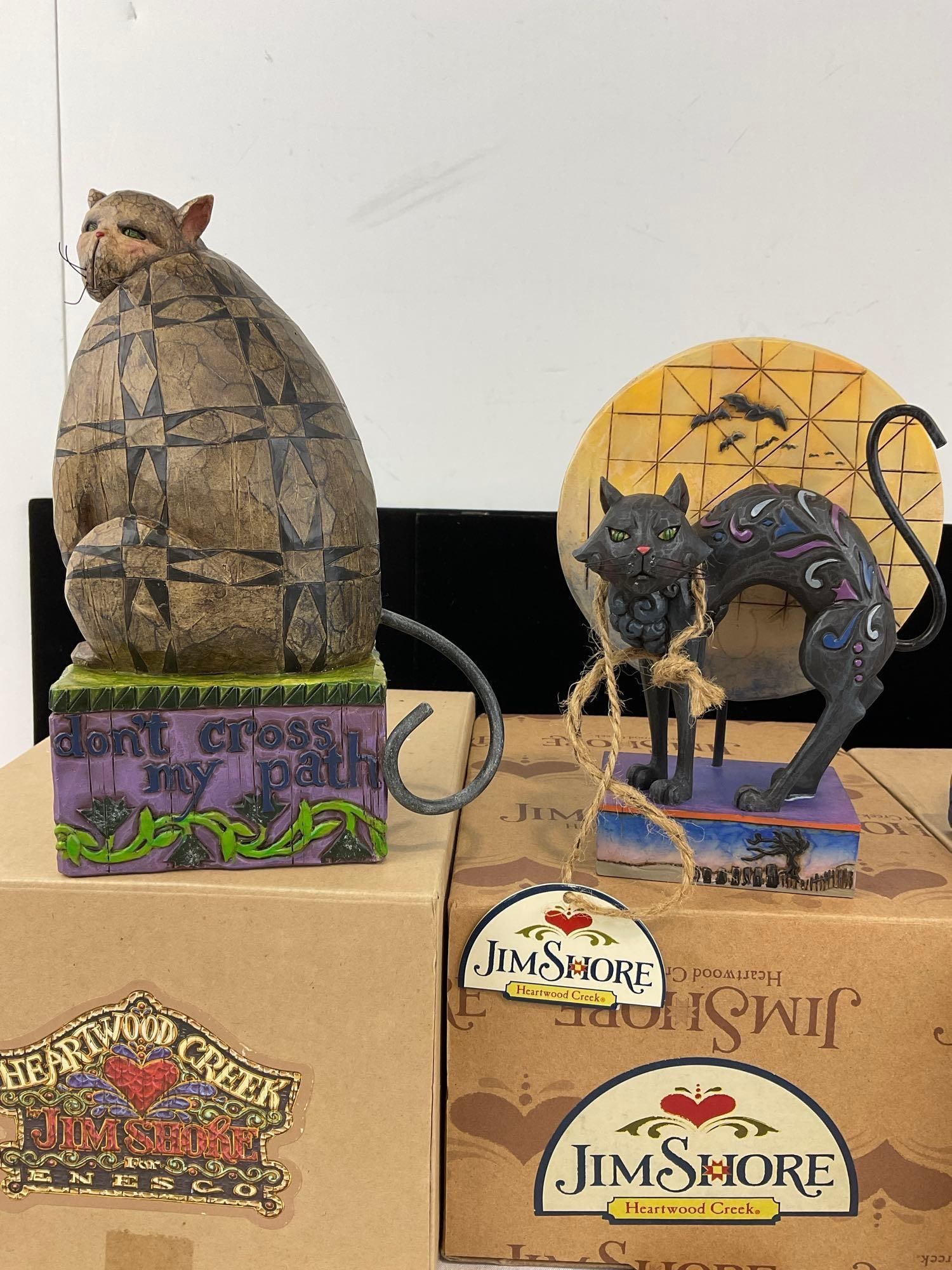 4 Jim Shore Heartwood Creek Halloween Cat Figures, in boxes, names in desc - 2