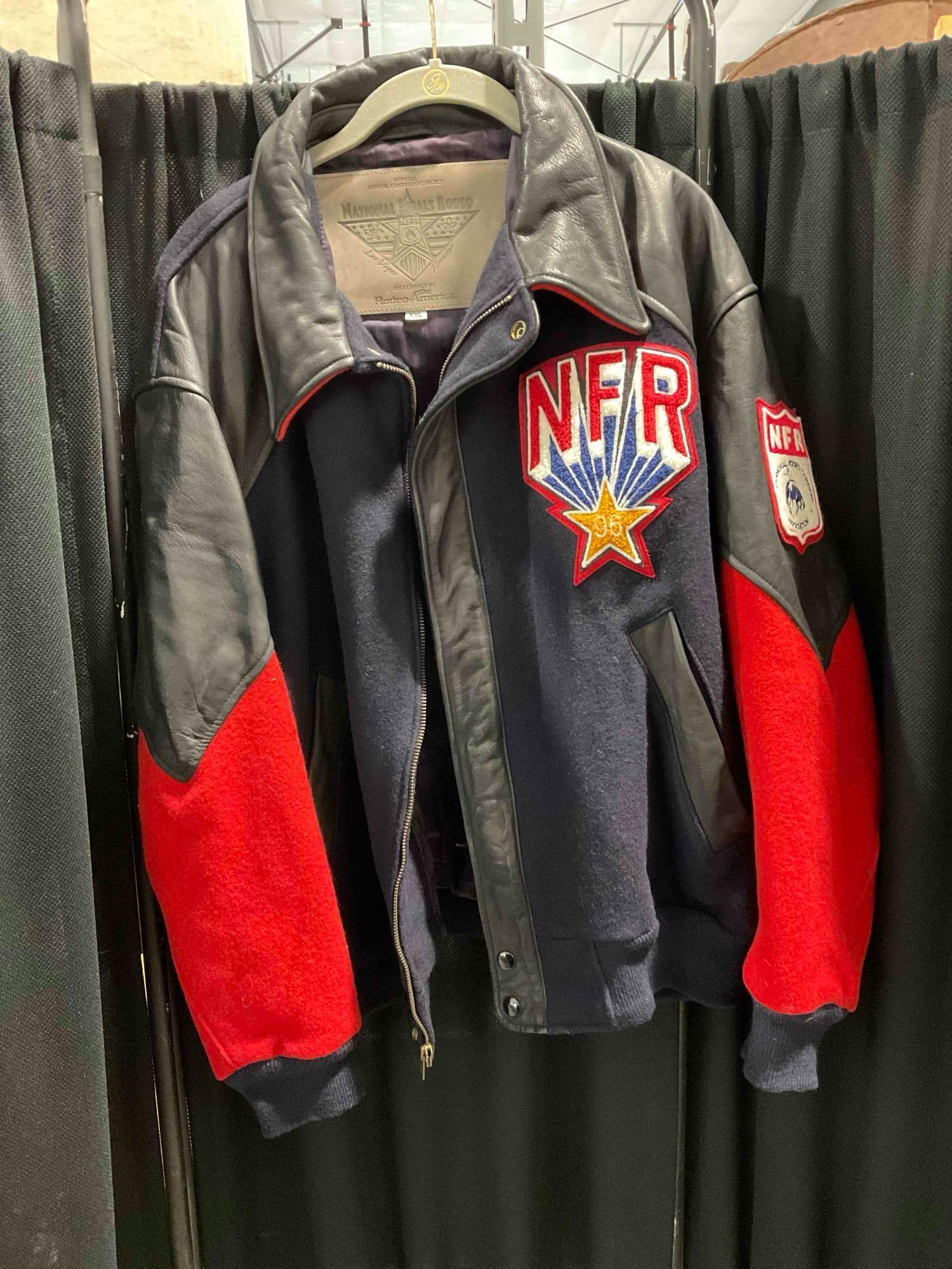 Vintage Rodeo America NFR National Finals Rodeo '96 Leather & Wool Blend Men's Jacket, XXL. (1 of 8)