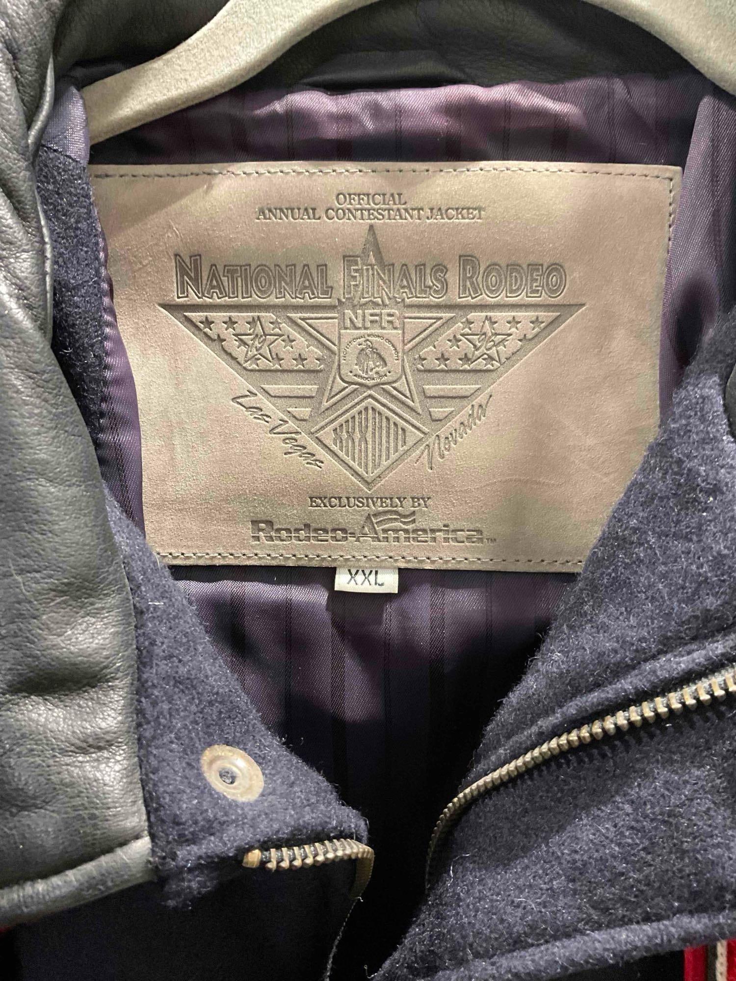 Vintage Rodeo America NFR National Finals Rodeo '96 Leather & Wool Blend Men's Jacket, XXL. - 4