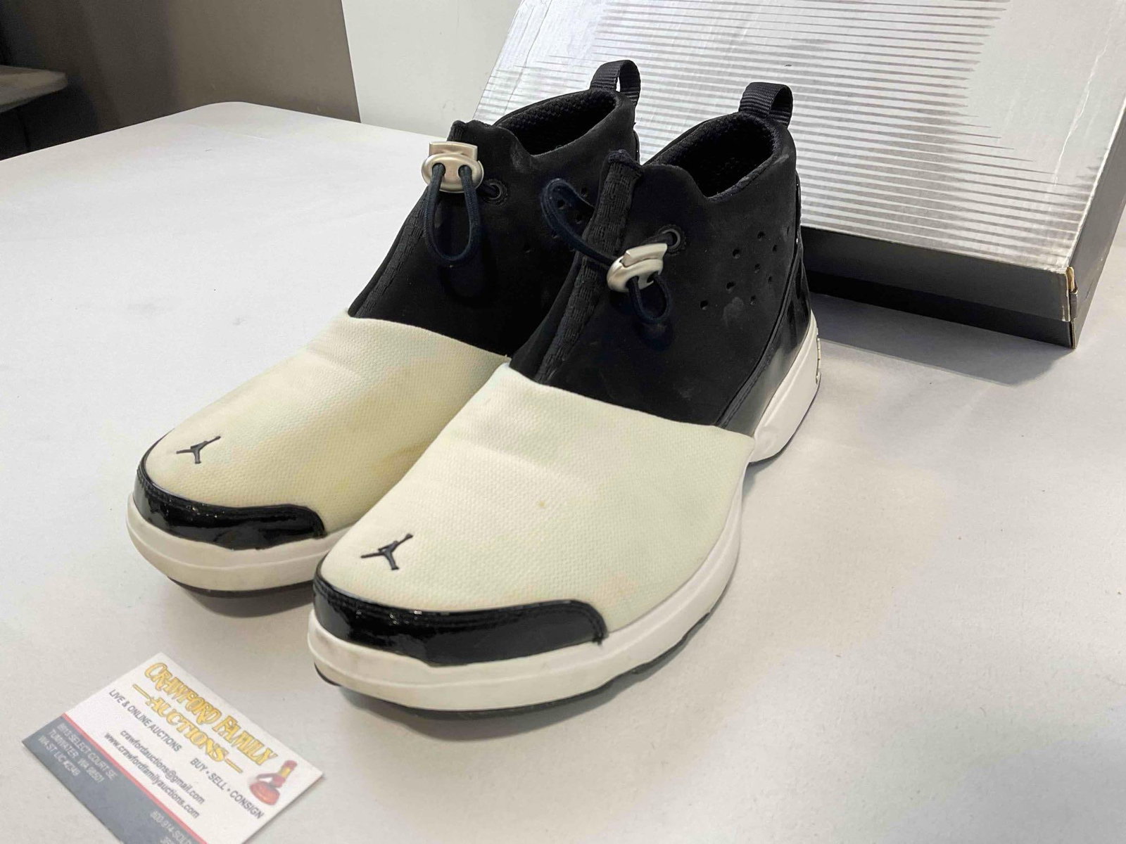 Pair of Men's US 11 Air Jordan Roy Jones Jr. Black & White Bolo Trainer Slip On Shoes w/ Box. - 2